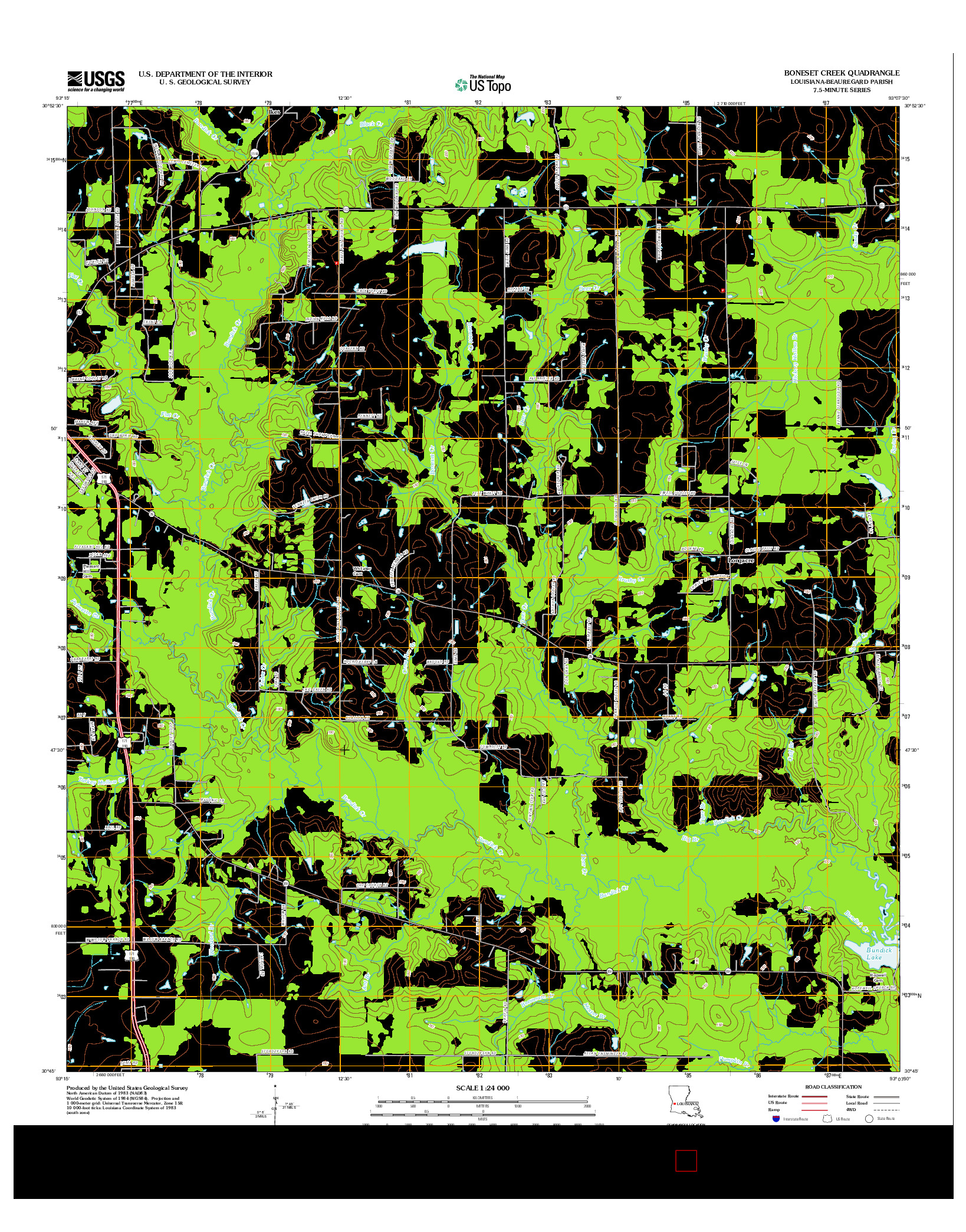 USGS US TOPO 7.5-MINUTE MAP FOR BONESET CREEK, LA 2012