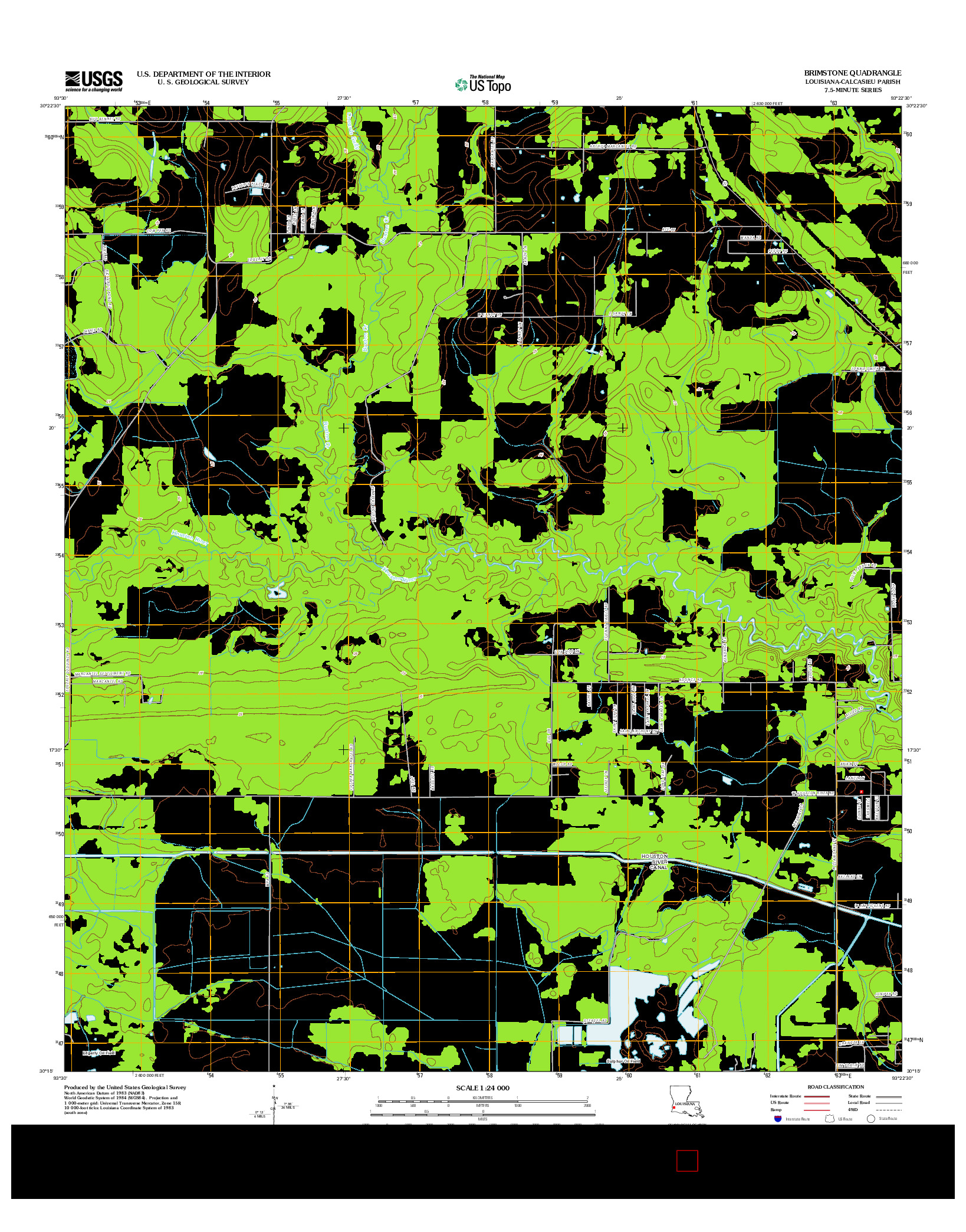 USGS US TOPO 7.5-MINUTE MAP FOR BRIMSTONE, LA 2012