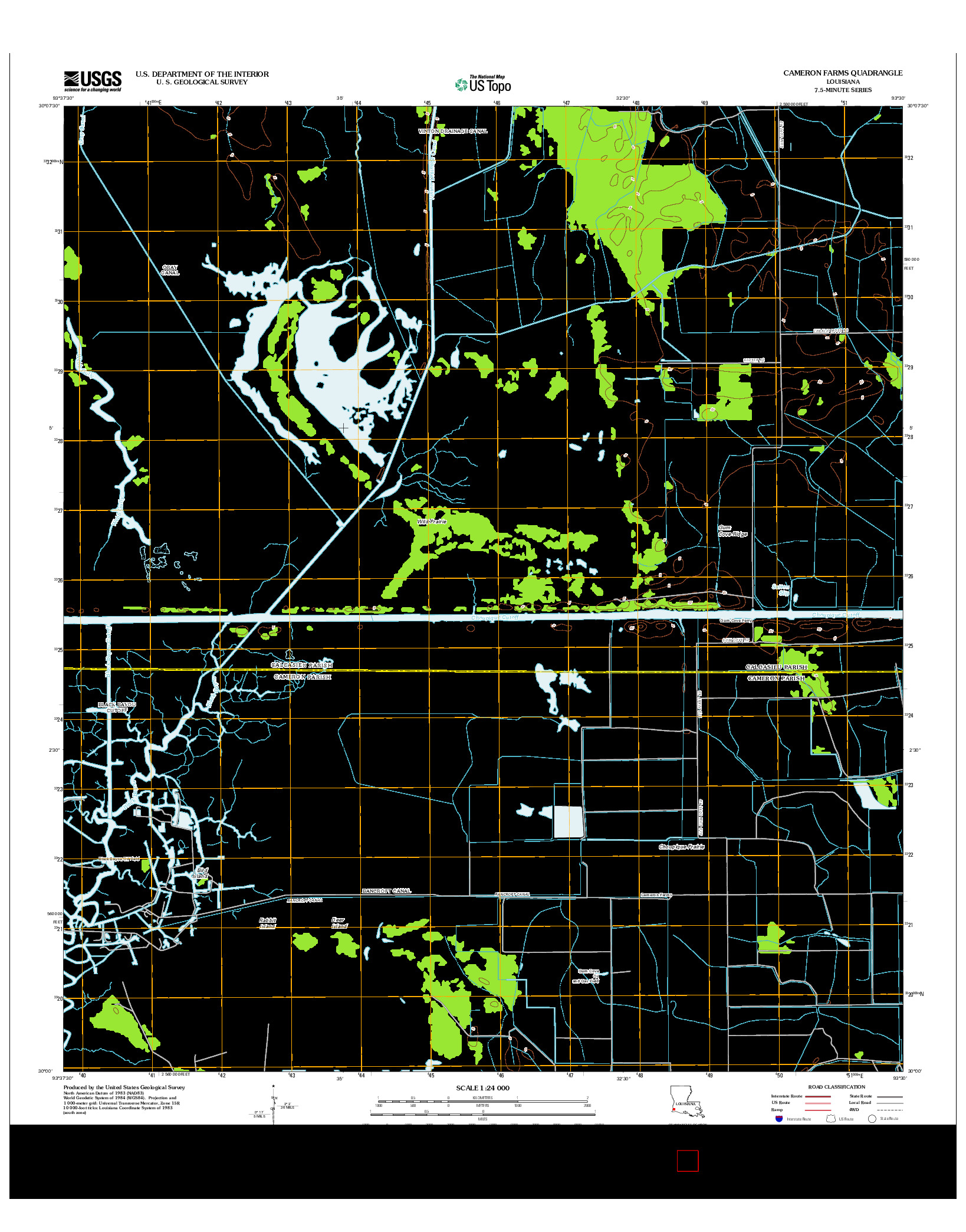 USGS US TOPO 7.5-MINUTE MAP FOR CAMERON FARMS, LA 2012