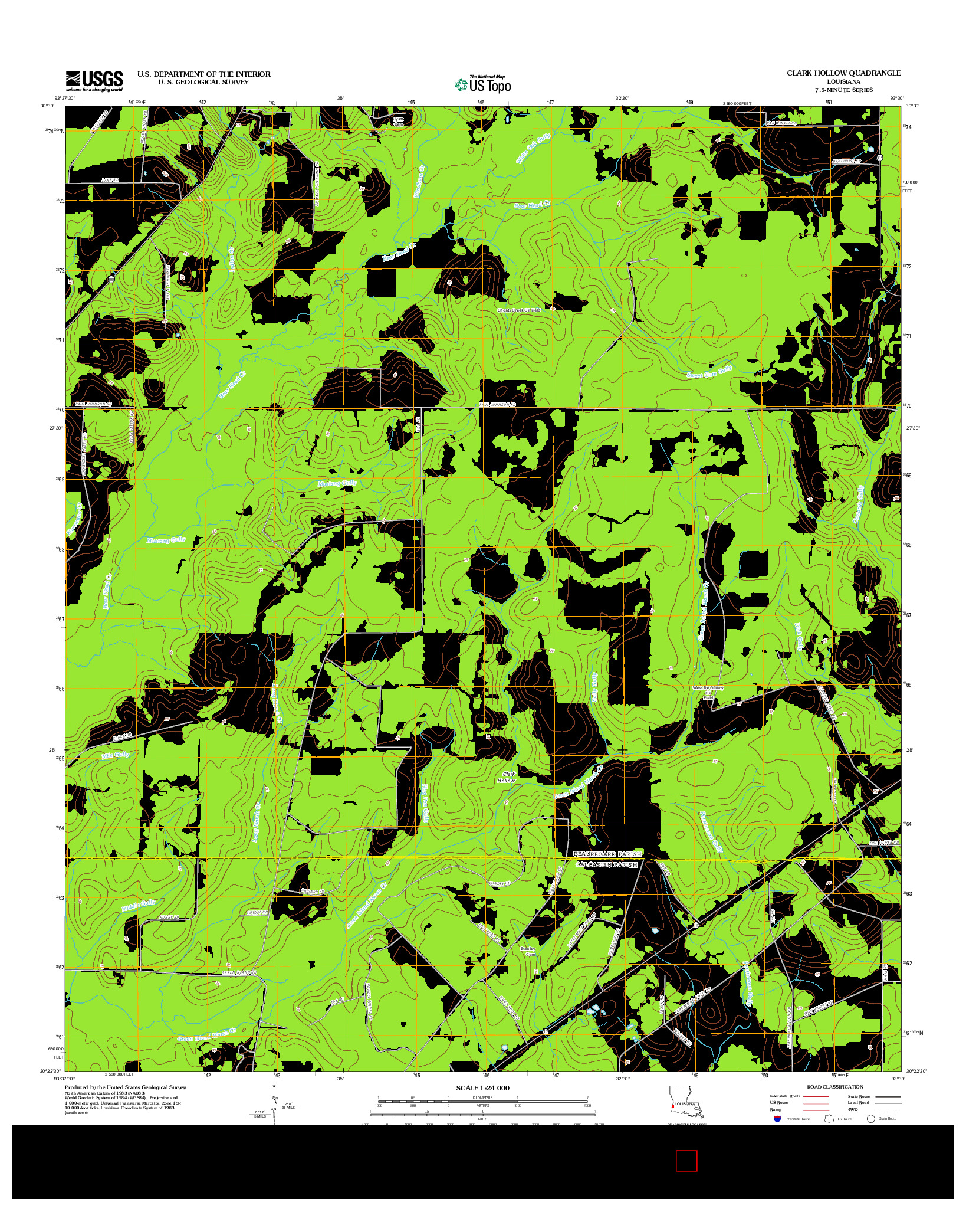 USGS US TOPO 7.5-MINUTE MAP FOR CLARK HOLLOW, LA 2012