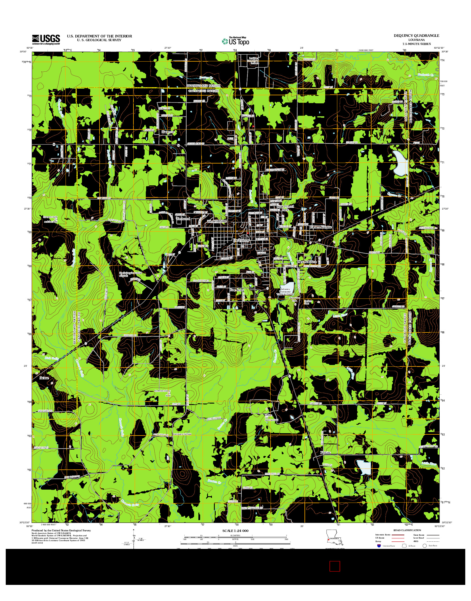 USGS US TOPO 7.5-MINUTE MAP FOR DEQUINCY, LA 2012