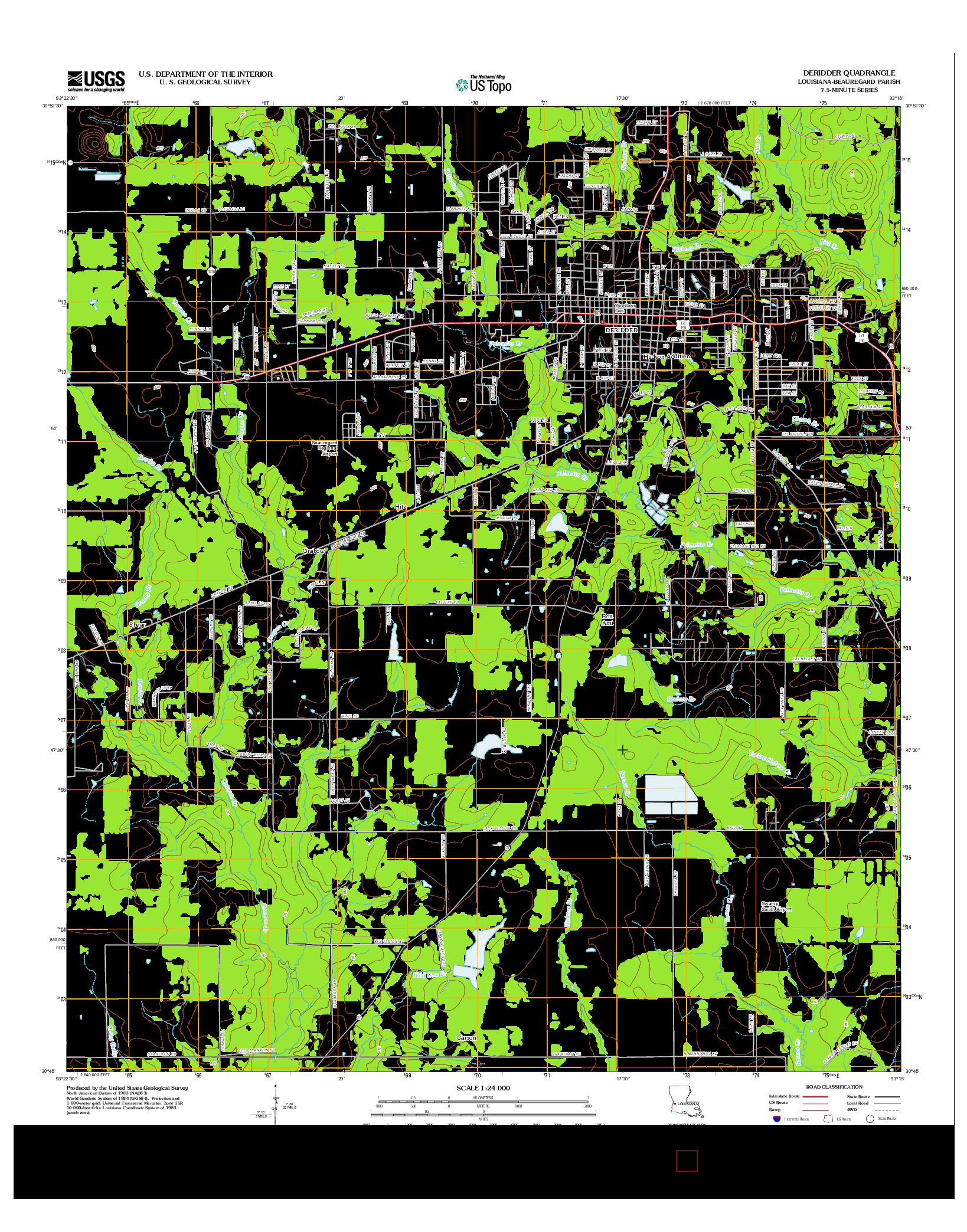 USGS US TOPO 7.5-MINUTE MAP FOR DERIDDER, LA 2012