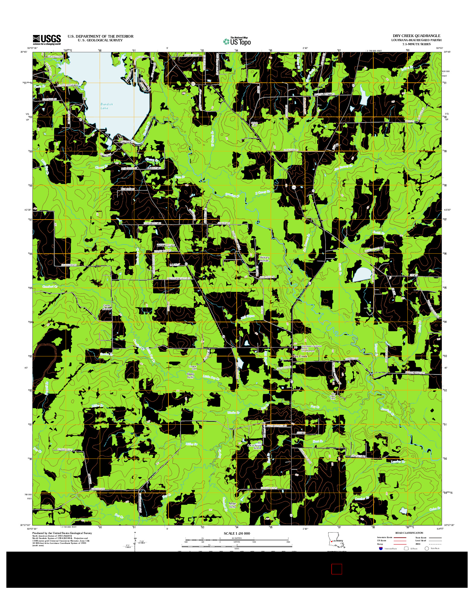 USGS US TOPO 7.5-MINUTE MAP FOR DRY CREEK, LA 2012