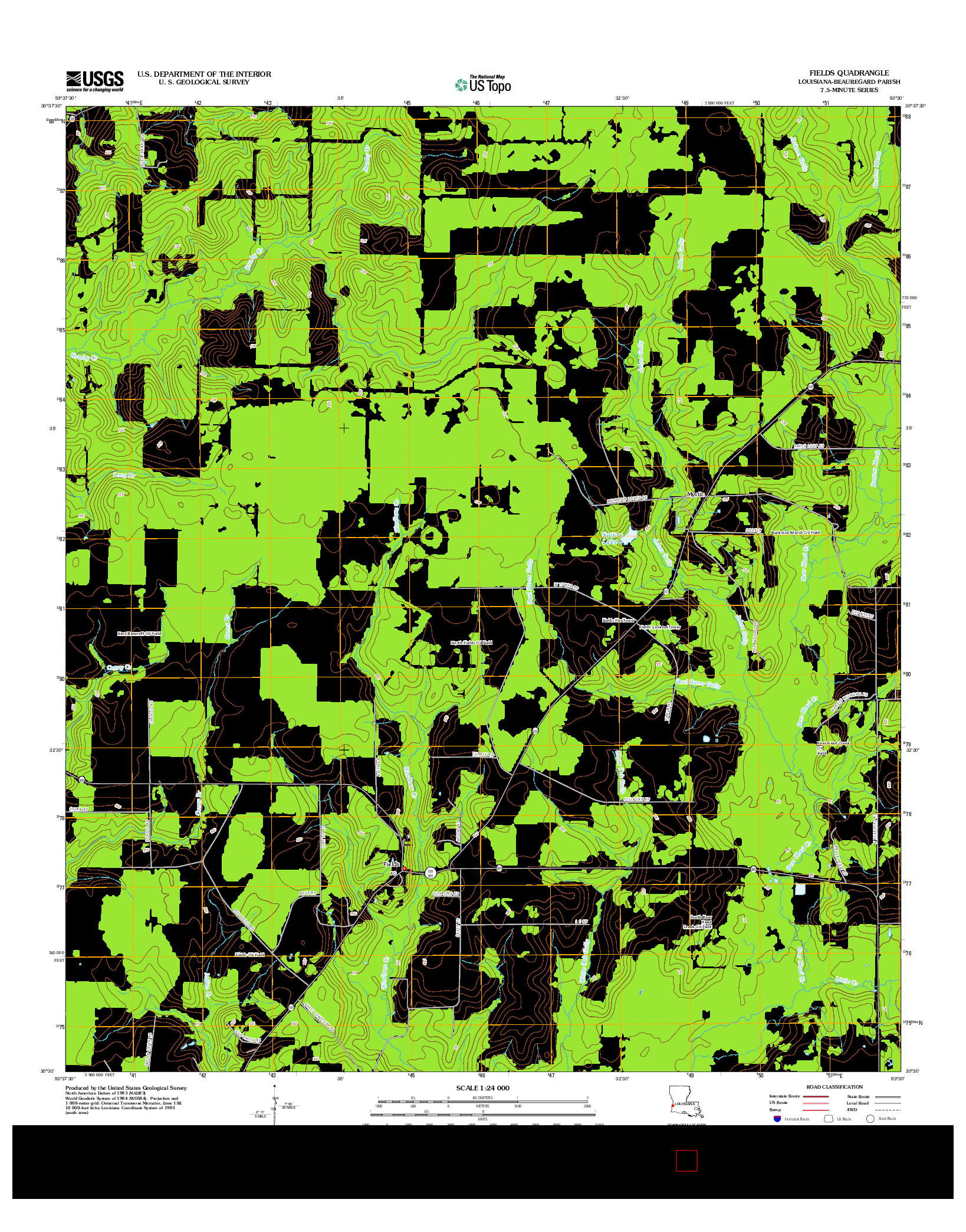 USGS US TOPO 7.5-MINUTE MAP FOR FIELDS, LA 2012