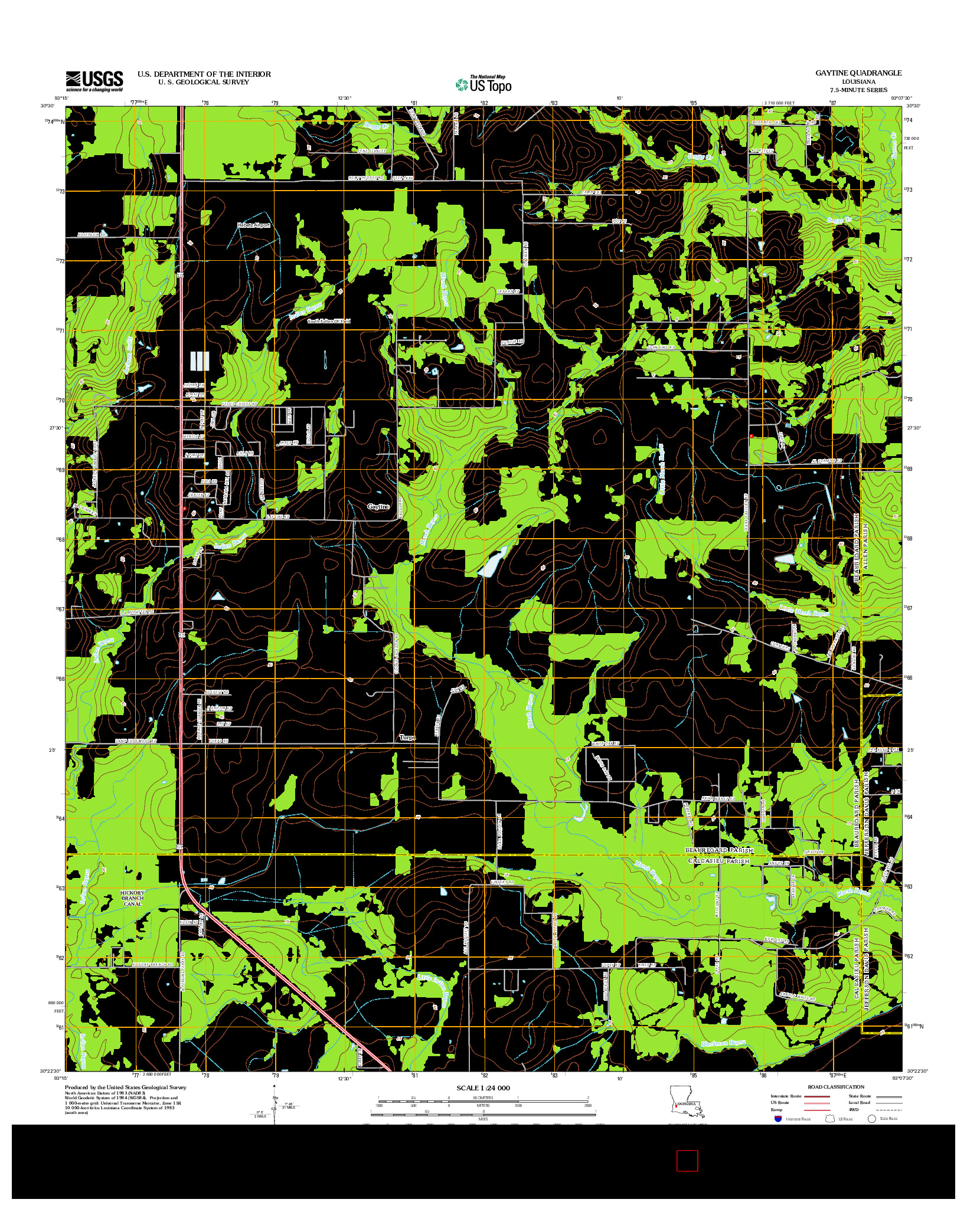 USGS US TOPO 7.5-MINUTE MAP FOR GAYTINE, LA 2012