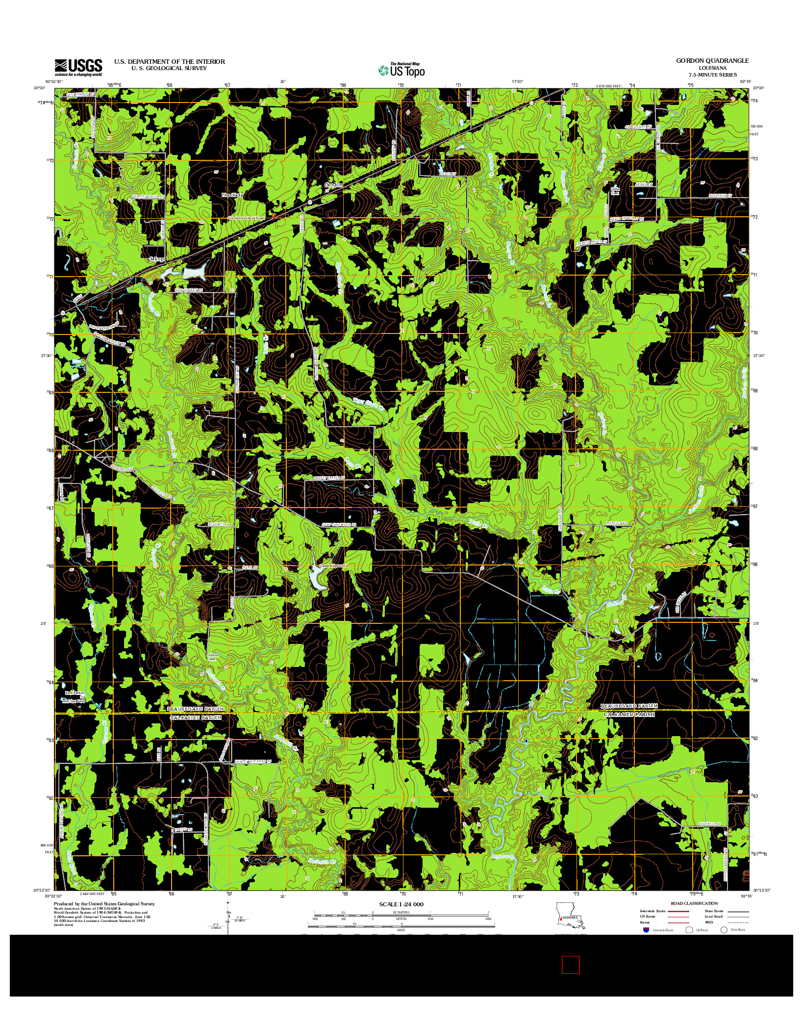 USGS US TOPO 7.5-MINUTE MAP FOR GORDON, LA 2012