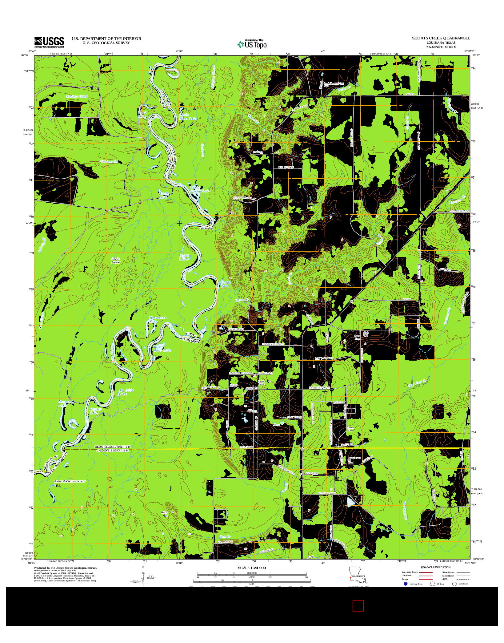 USGS US TOPO 7.5-MINUTE MAP FOR SHOATS CREEK, LA-TX 2012