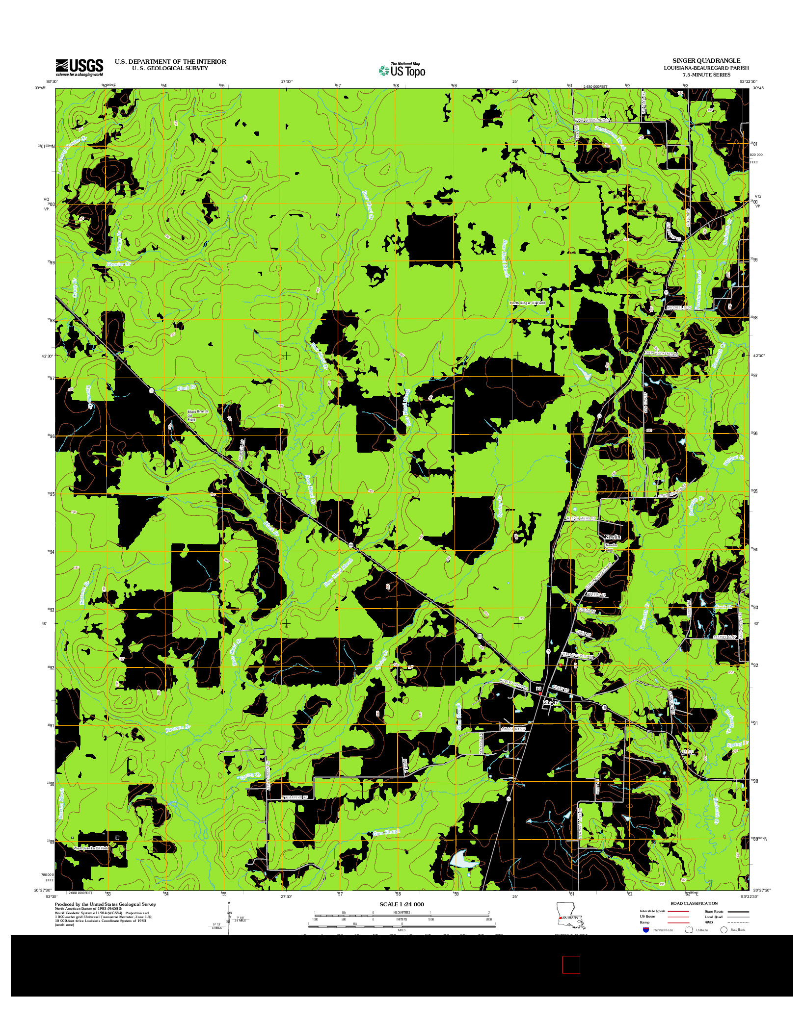 USGS US TOPO 7.5-MINUTE MAP FOR SINGER, LA 2012