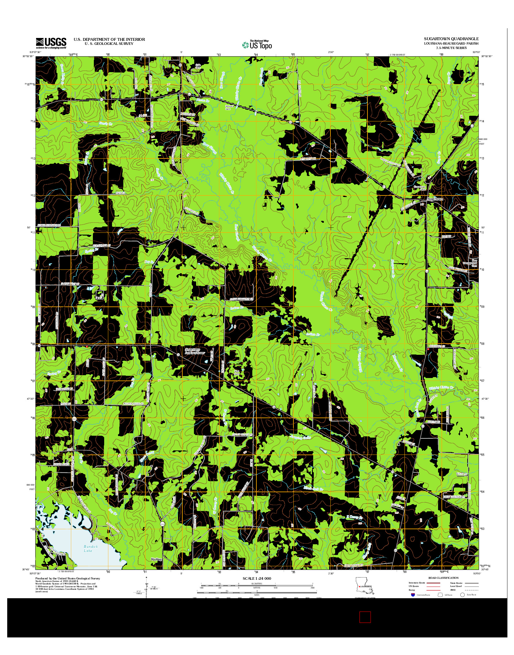 USGS US TOPO 7.5-MINUTE MAP FOR SUGARTOWN, LA 2012