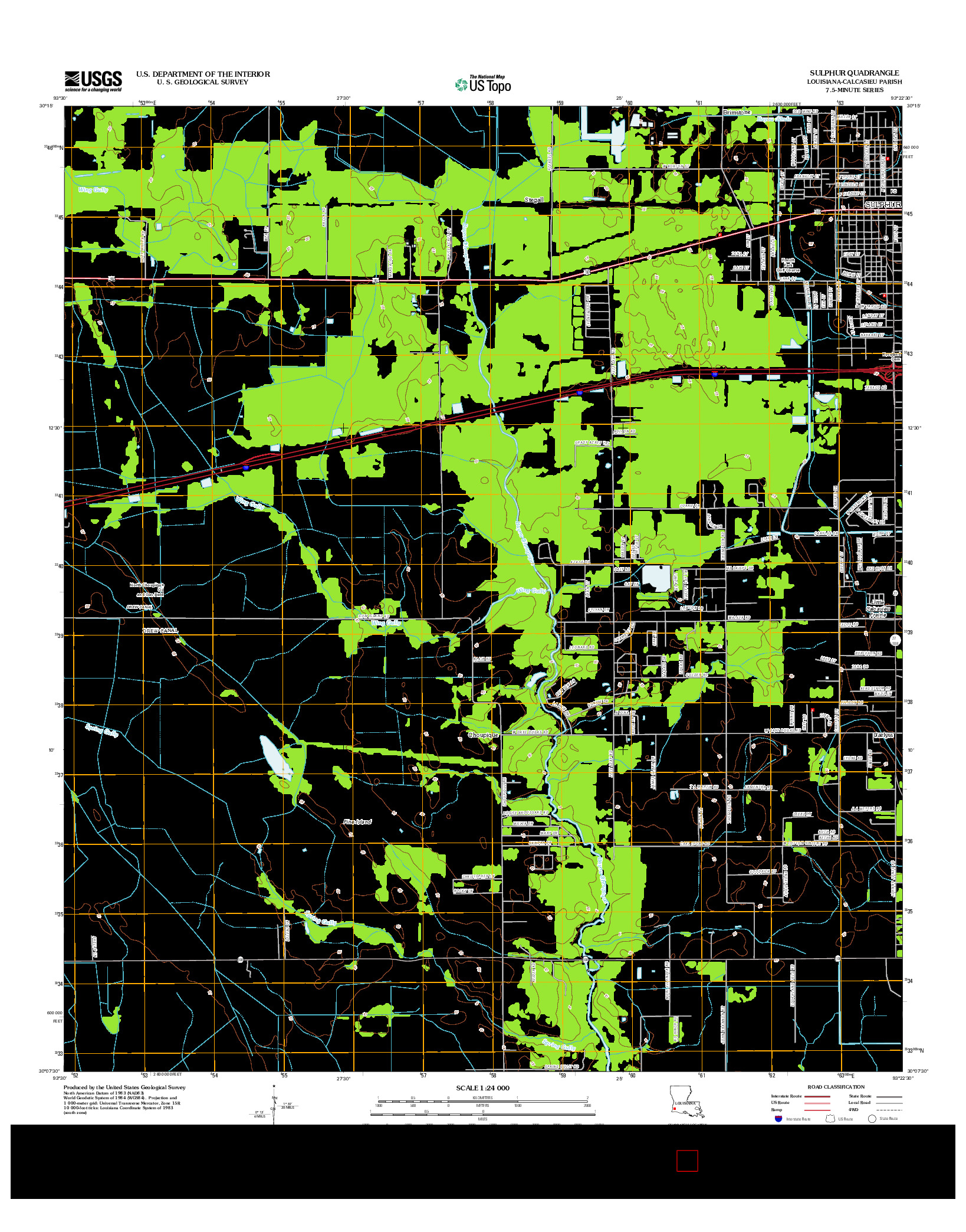 USGS US TOPO 7.5-MINUTE MAP FOR SULPHUR, LA 2012
