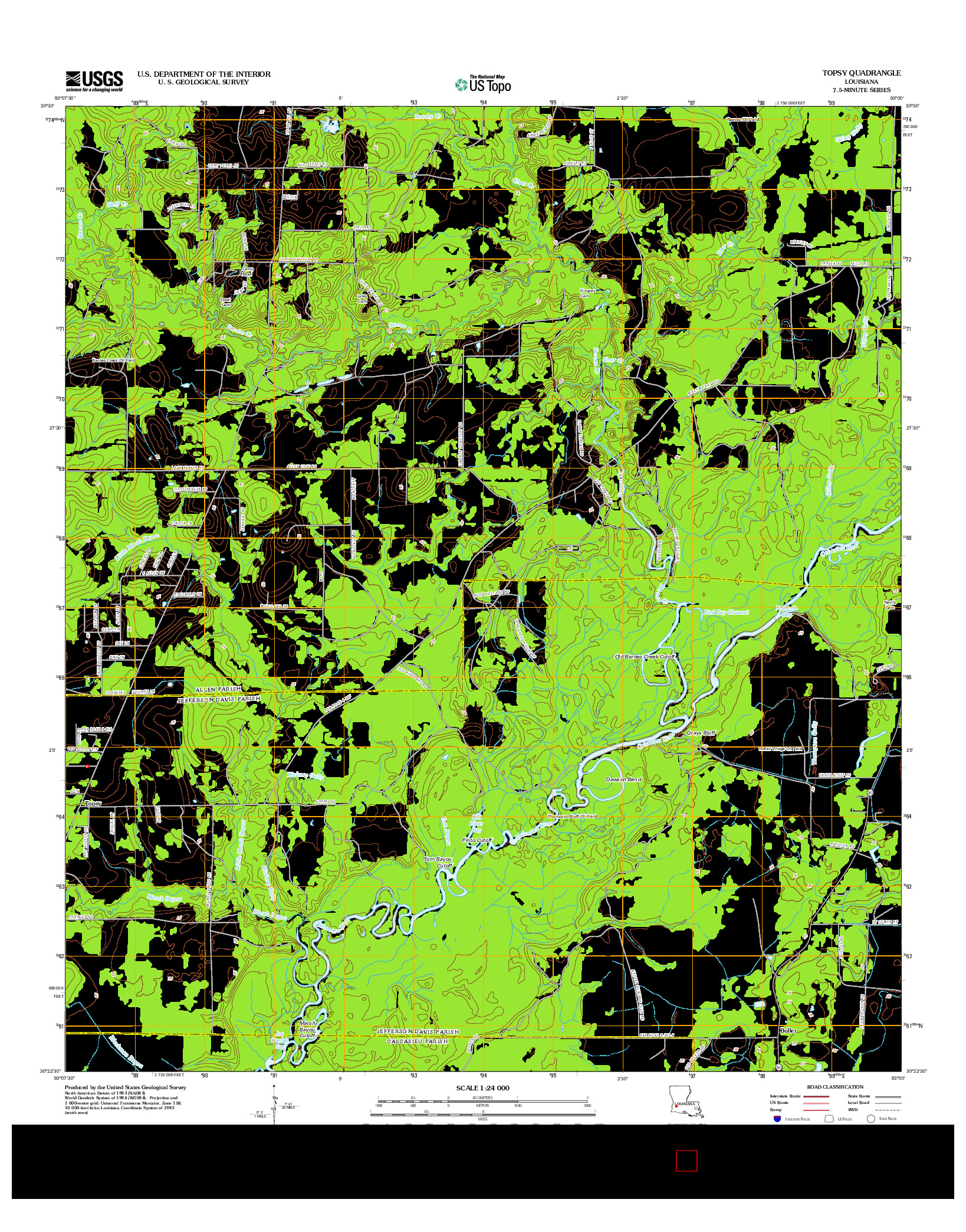 USGS US TOPO 7.5-MINUTE MAP FOR TOPSY, LA 2012