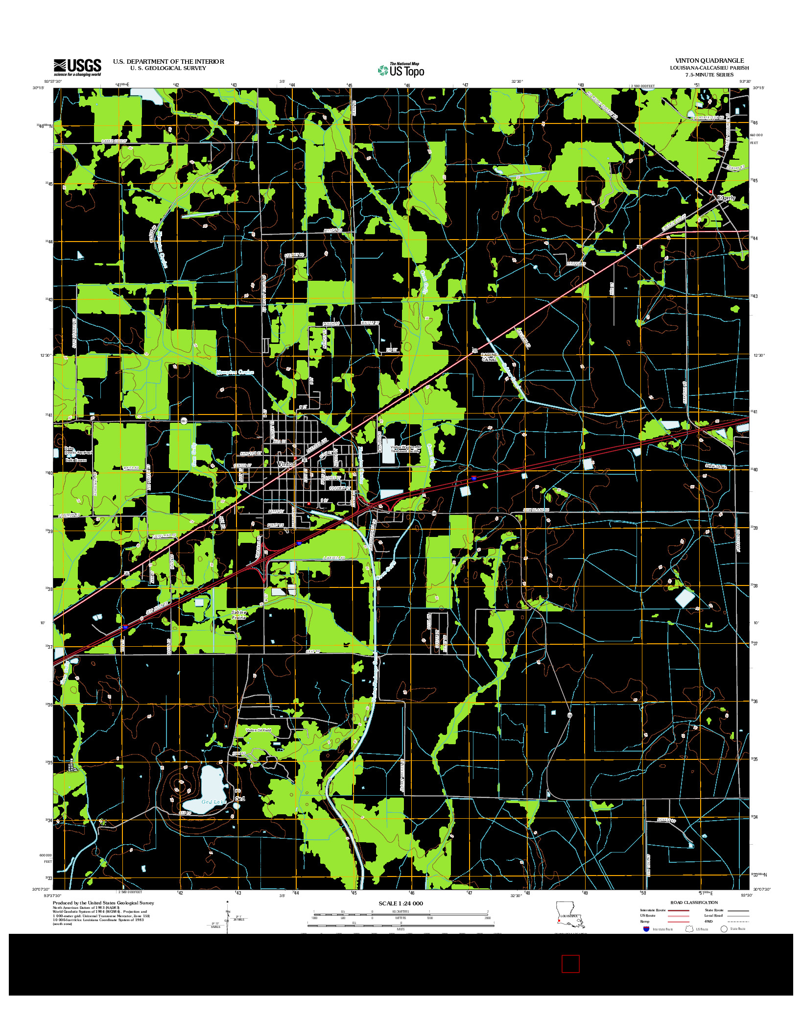 USGS US TOPO 7.5-MINUTE MAP FOR VINTON, LA 2012