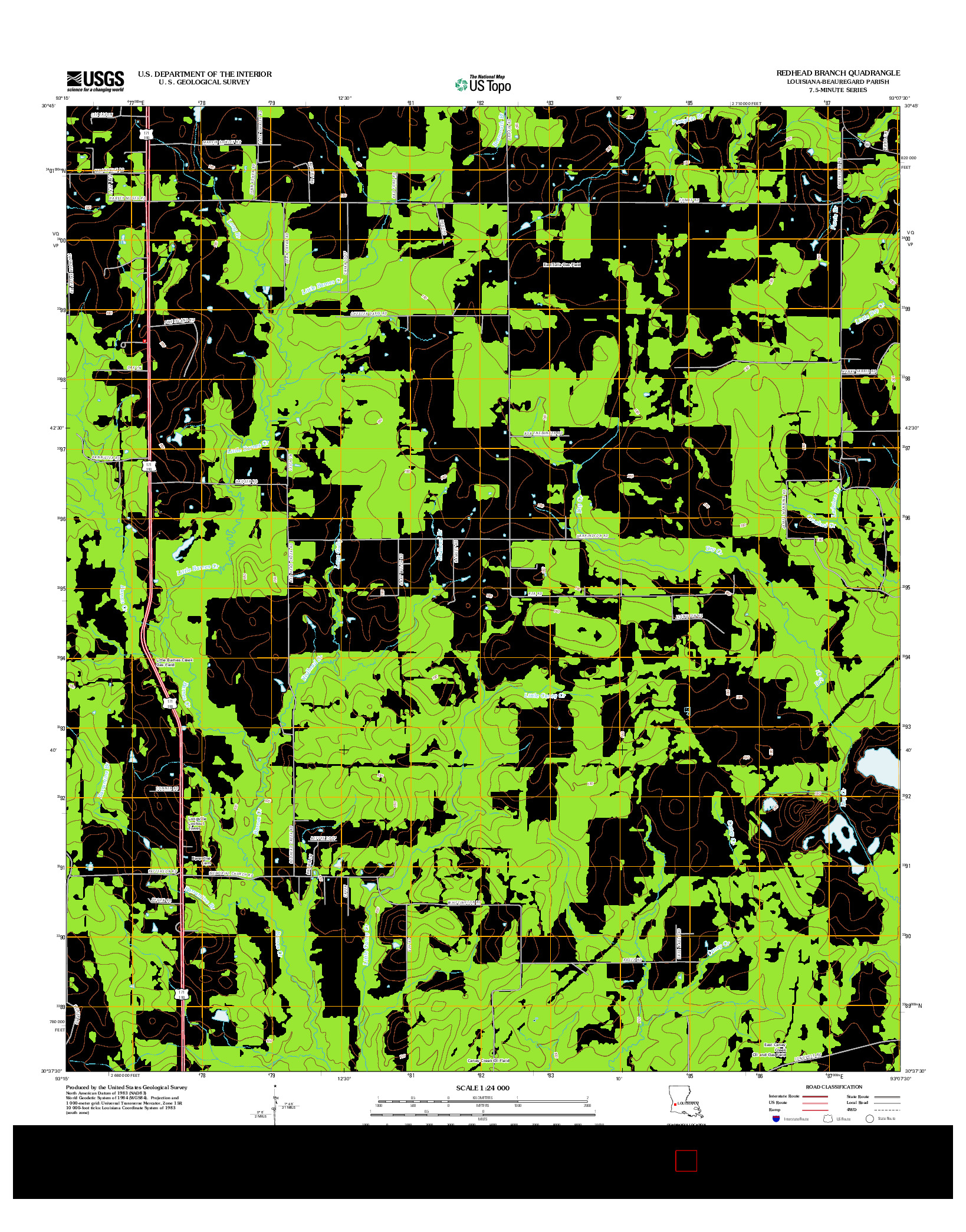 USGS US TOPO 7.5-MINUTE MAP FOR REDHEAD BRANCH, LA 2012
