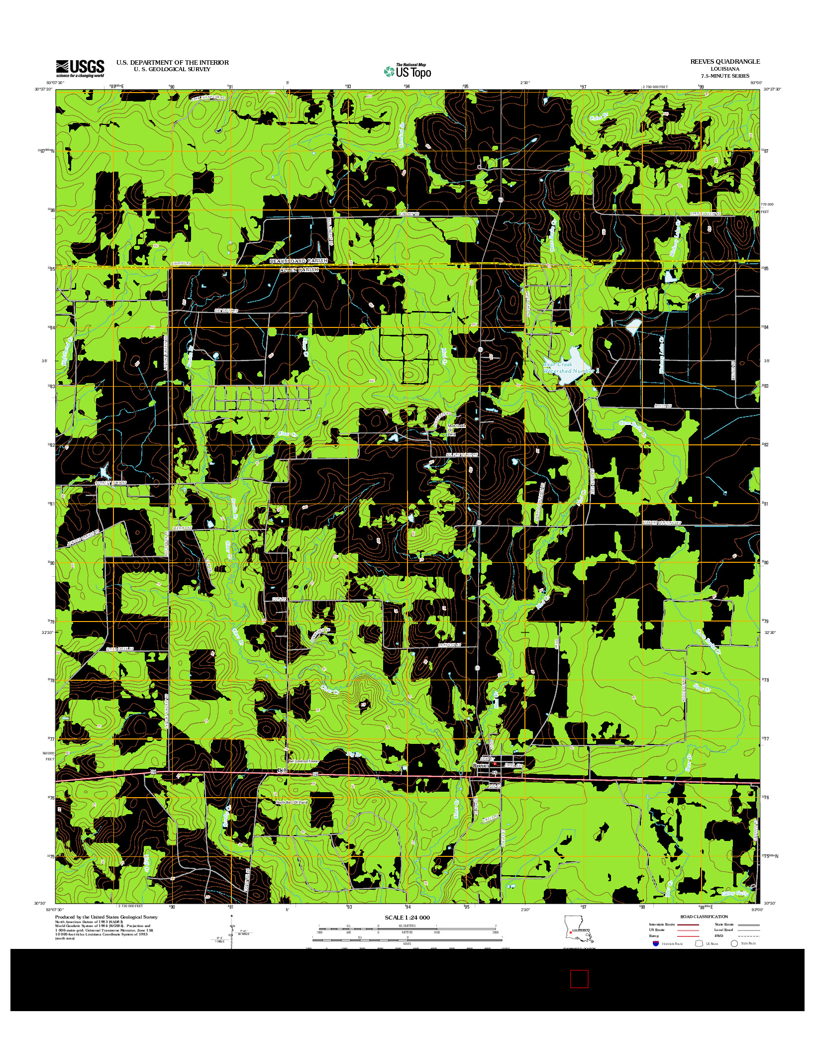 USGS US TOPO 7.5-MINUTE MAP FOR REEVES, LA 2012