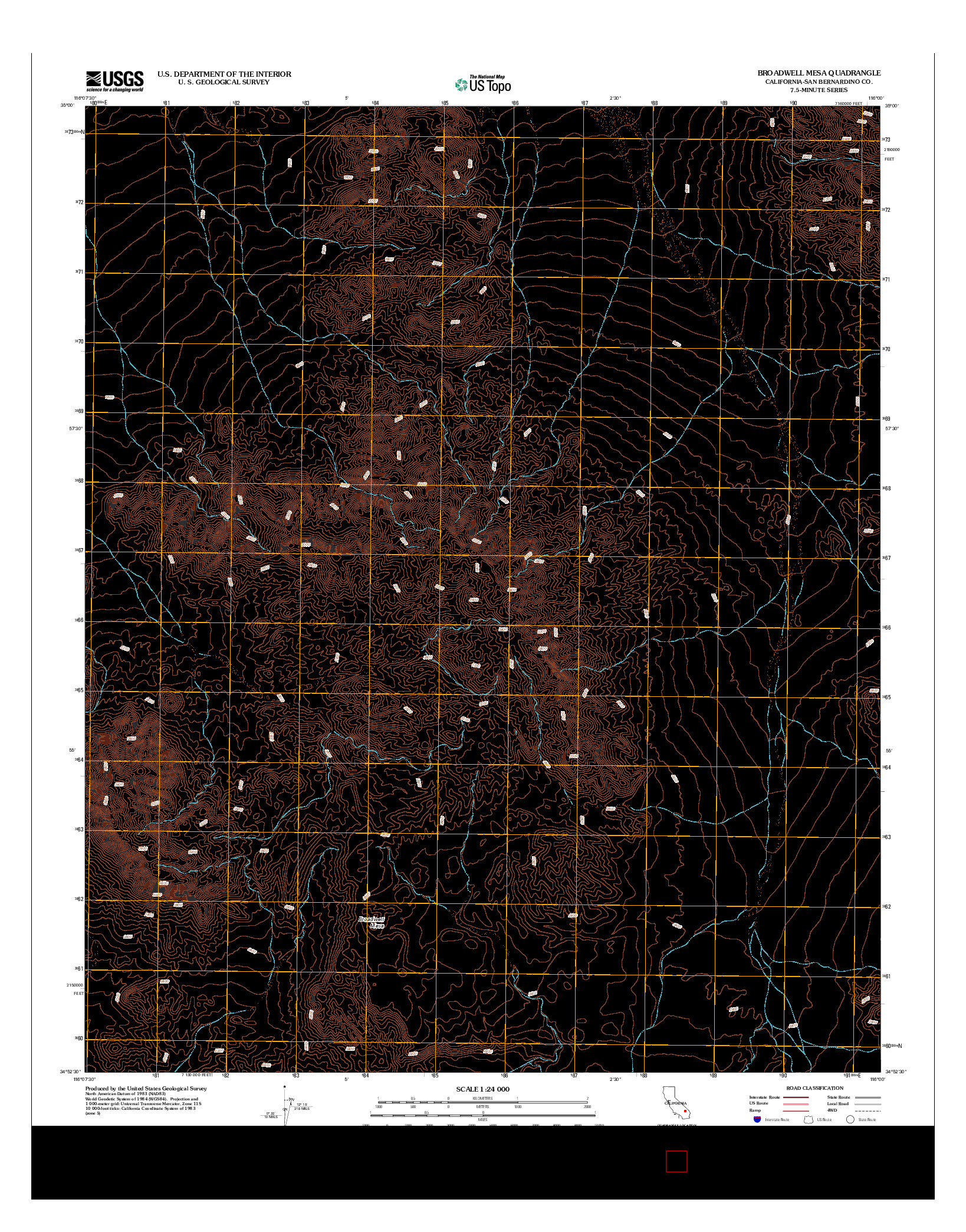 USGS US TOPO 7.5-MINUTE MAP FOR BROADWELL MESA, CA 2012