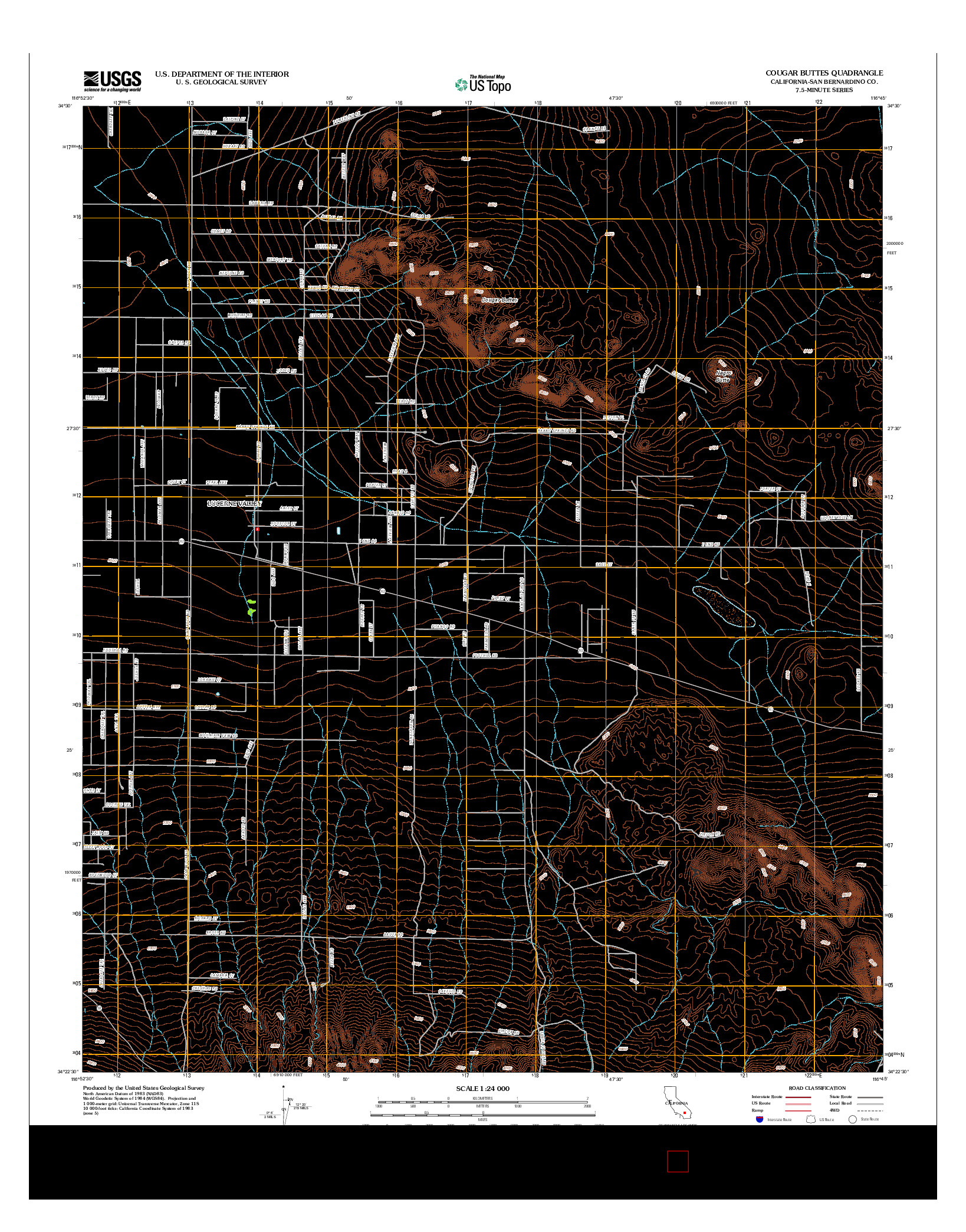 USGS US TOPO 7.5-MINUTE MAP FOR COUGAR BUTTES, CA 2012