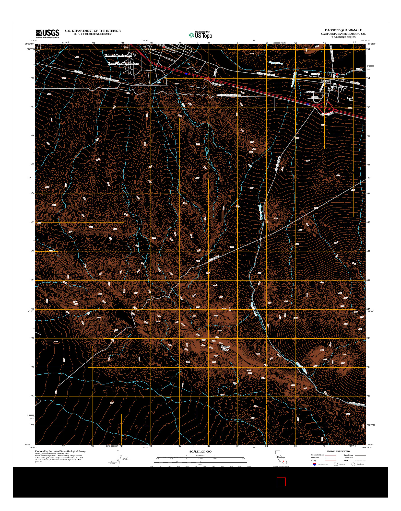 USGS US TOPO 7.5-MINUTE MAP FOR DAGGETT, CA 2012