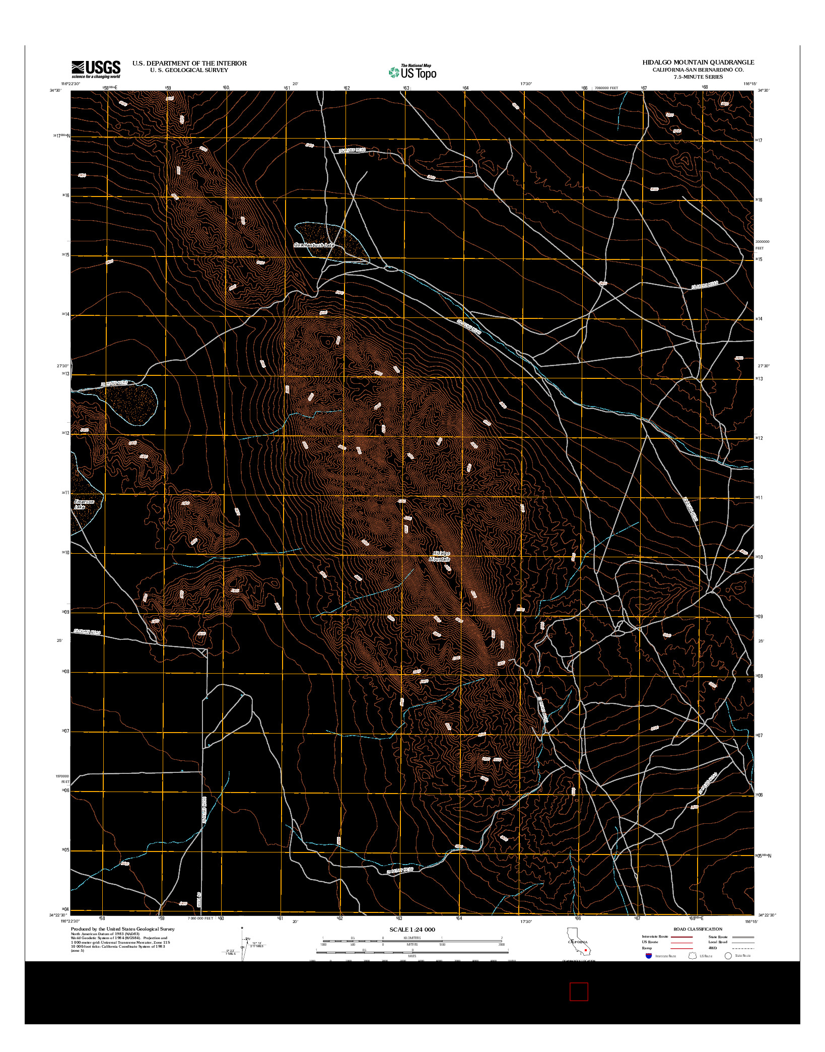 USGS US TOPO 7.5-MINUTE MAP FOR HIDALGO MOUNTAIN, CA 2012