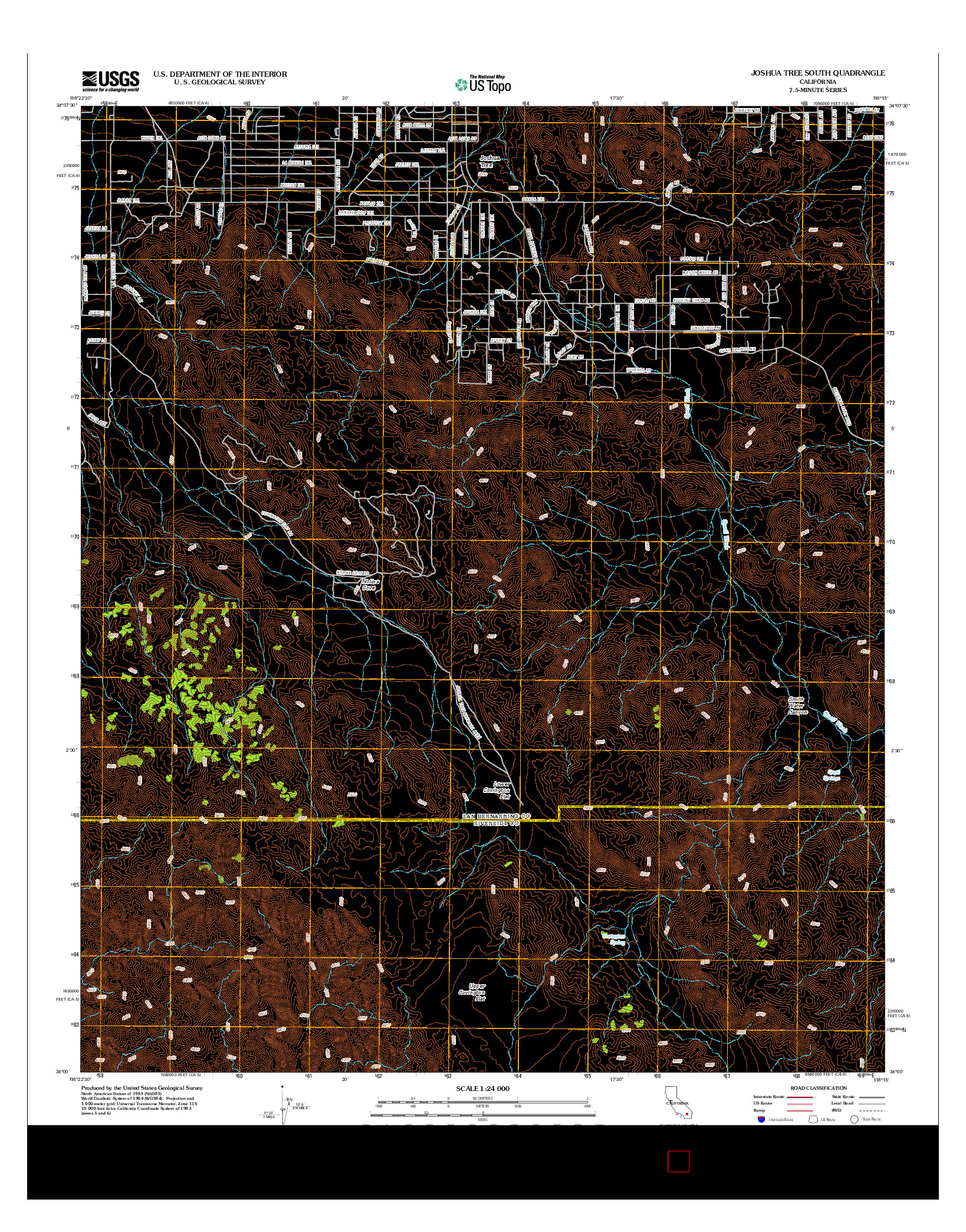 USGS US TOPO 7.5-MINUTE MAP FOR JOSHUA TREE SOUTH, CA 2012