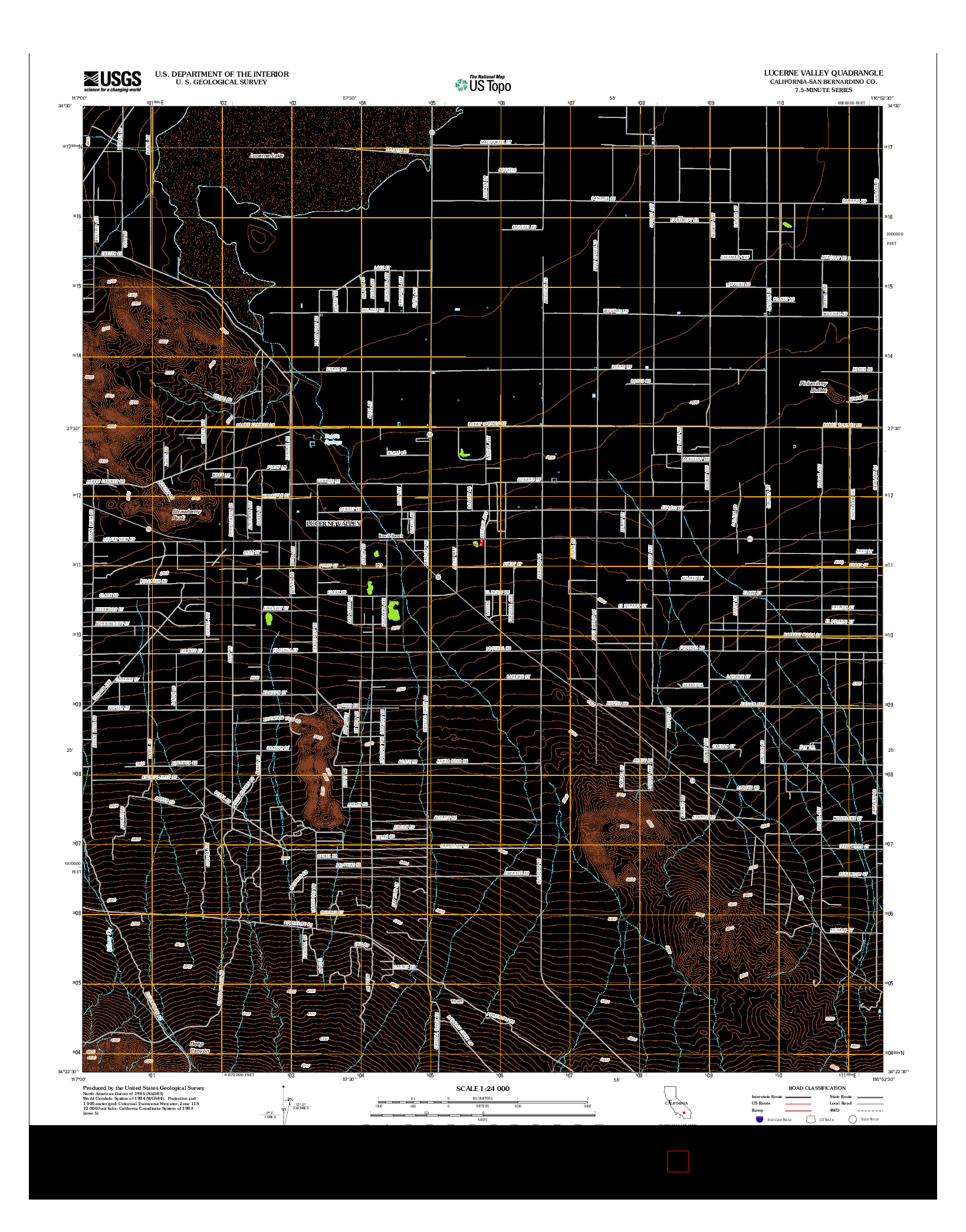 USGS US TOPO 7.5-MINUTE MAP FOR LUCERNE VALLEY, CA 2012