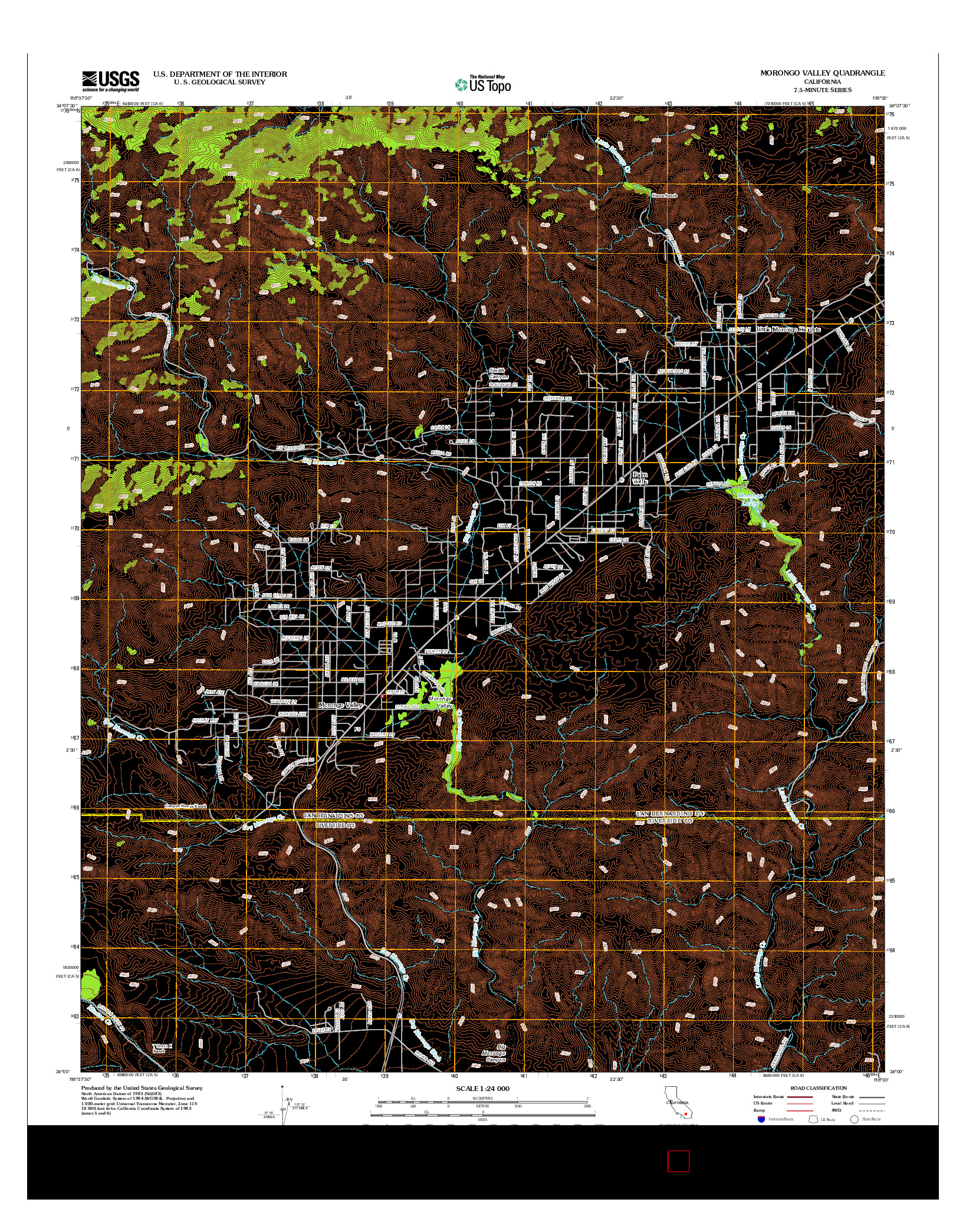 USGS US TOPO 7.5-MINUTE MAP FOR MORONGO VALLEY, CA 2012