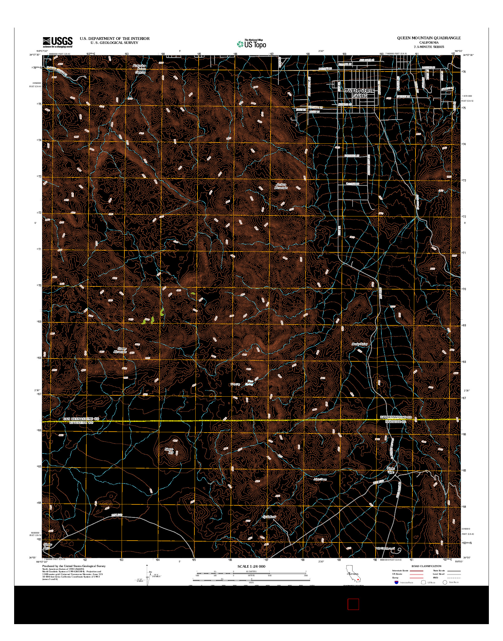 USGS US TOPO 7.5-MINUTE MAP FOR QUEEN MOUNTAIN, CA 2012