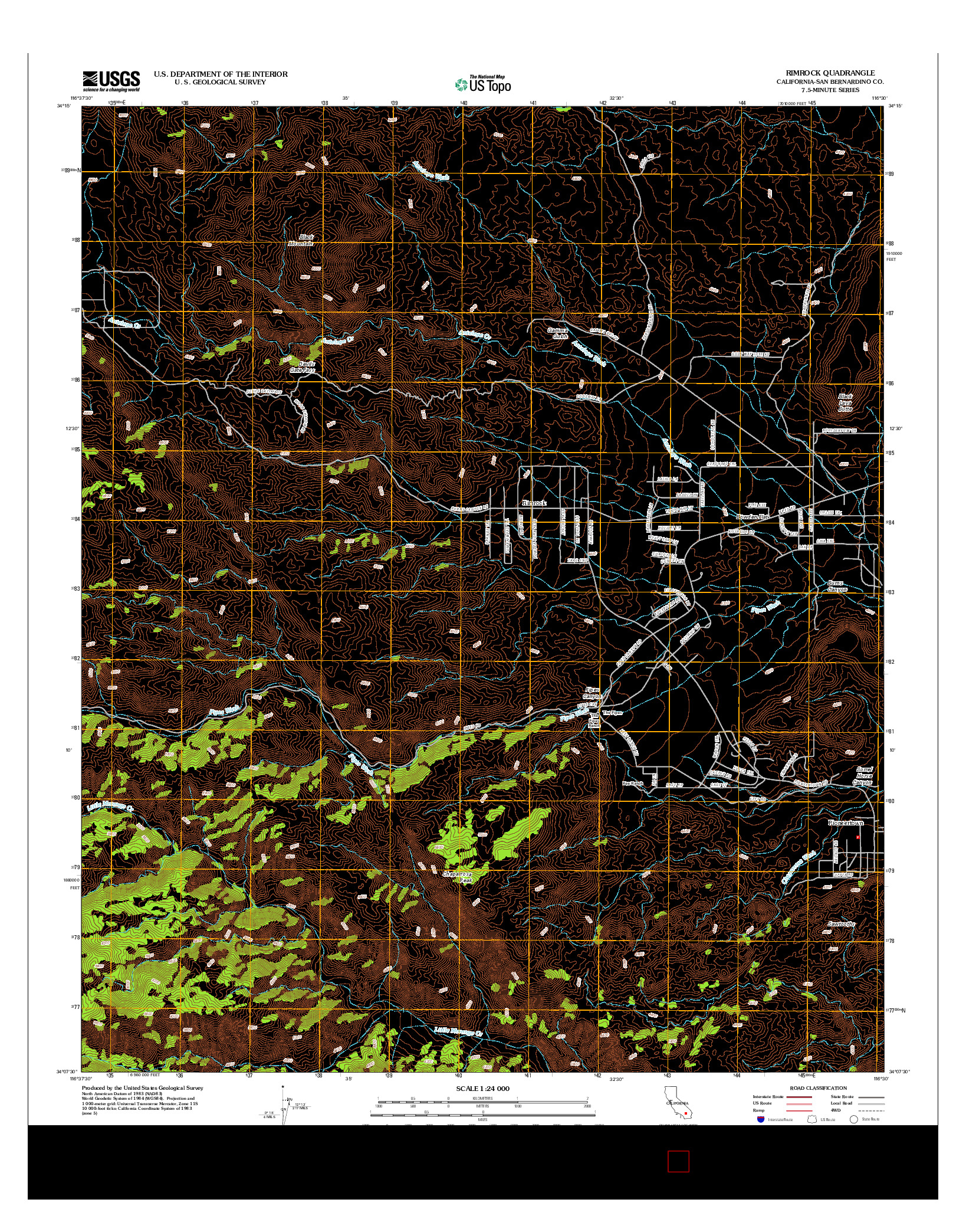 USGS US TOPO 7.5-MINUTE MAP FOR RIMROCK, CA 2012