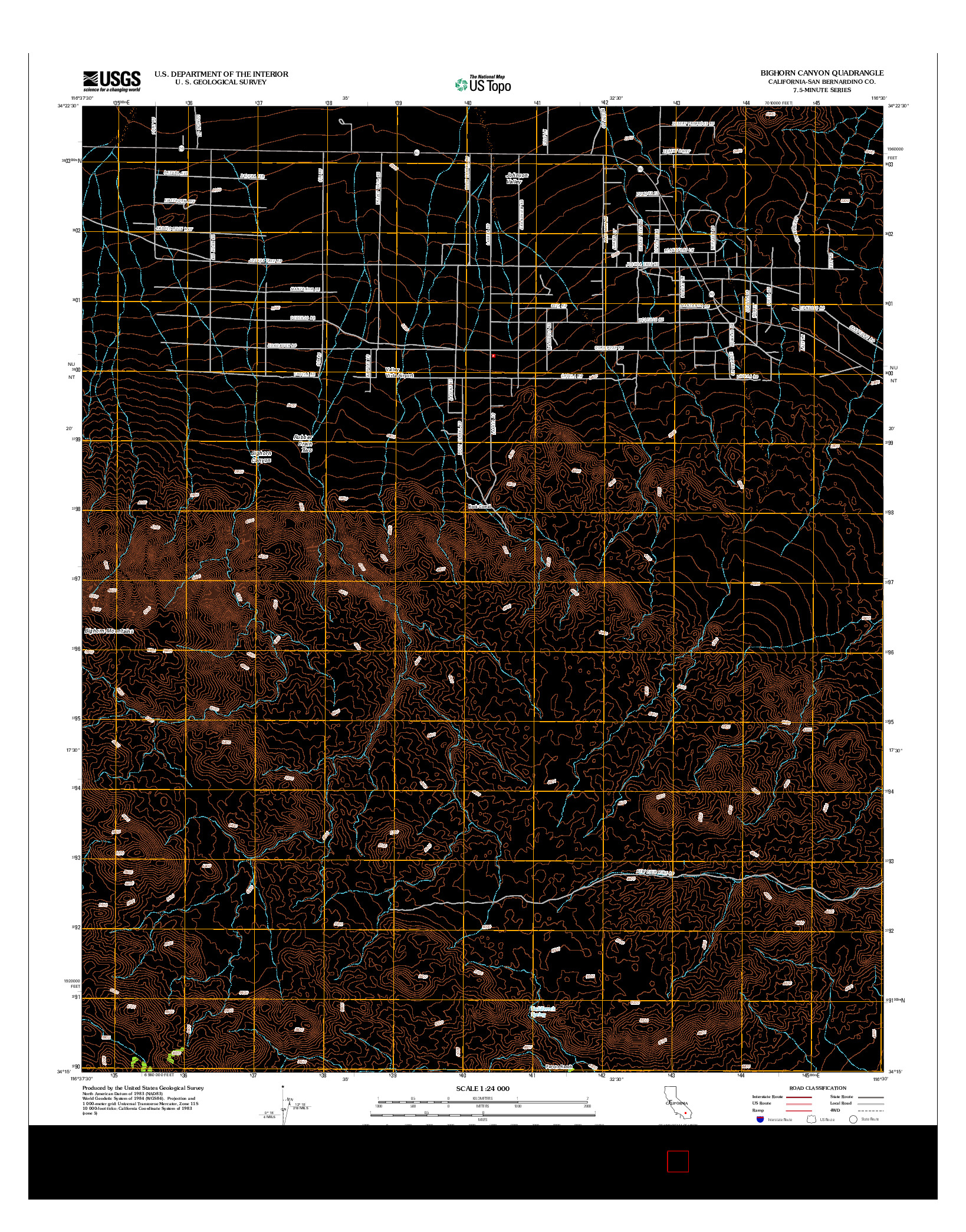 USGS US TOPO 7.5-MINUTE MAP FOR BIGHORN CANYON, CA 2012