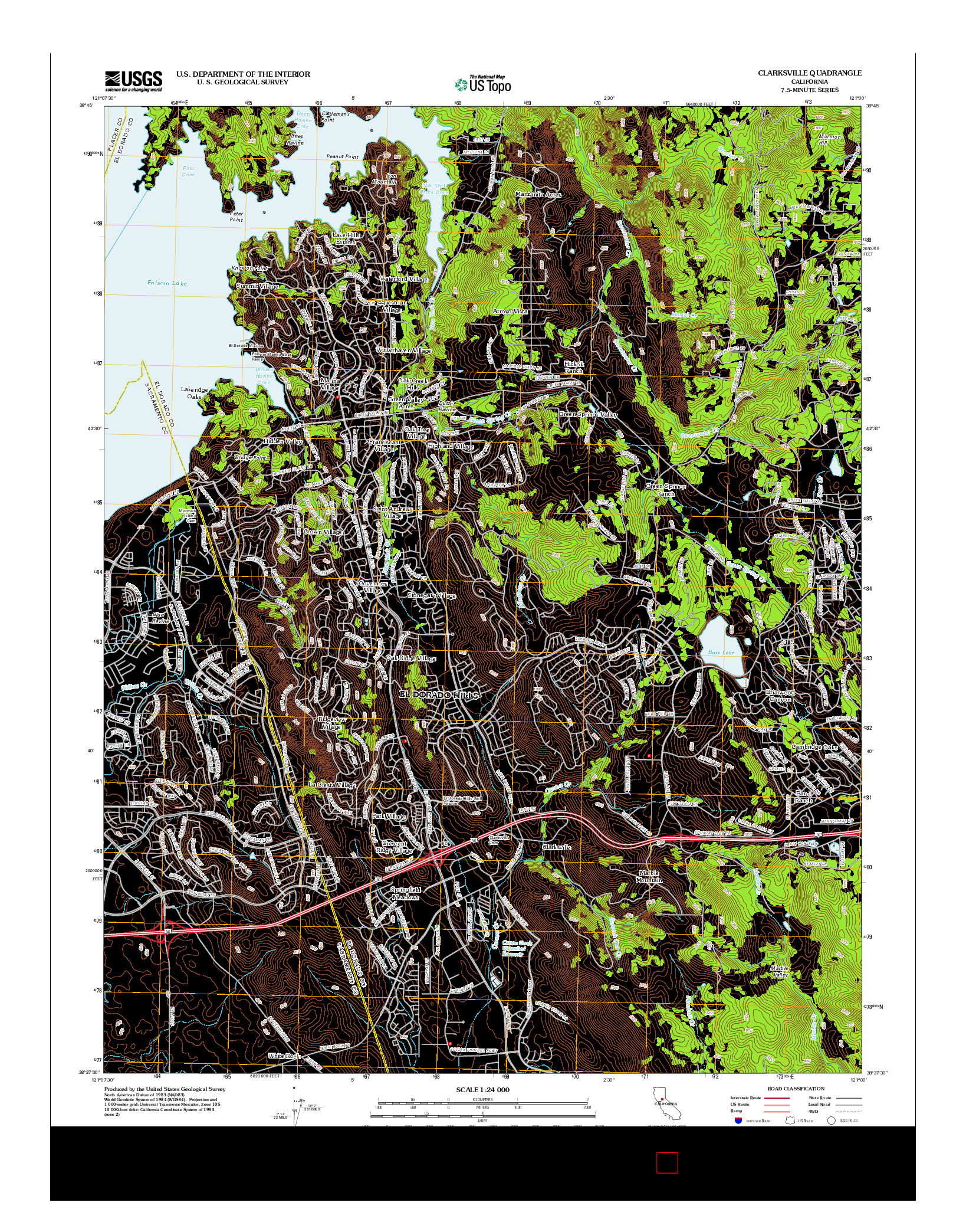 USGS US TOPO 7.5-MINUTE MAP FOR CLARKSVILLE, CA 2012