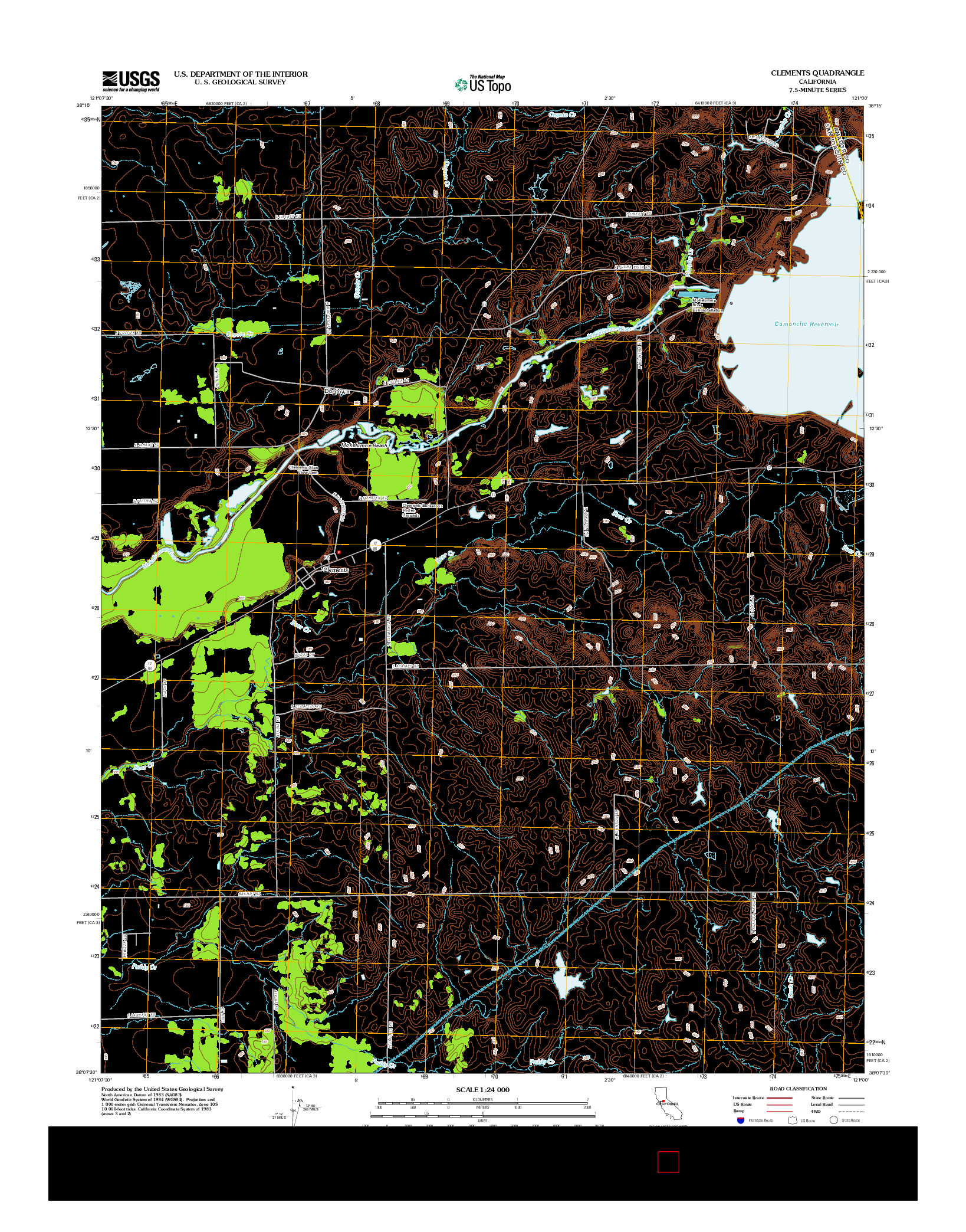 USGS US TOPO 7.5-MINUTE MAP FOR CLEMENTS, CA 2012