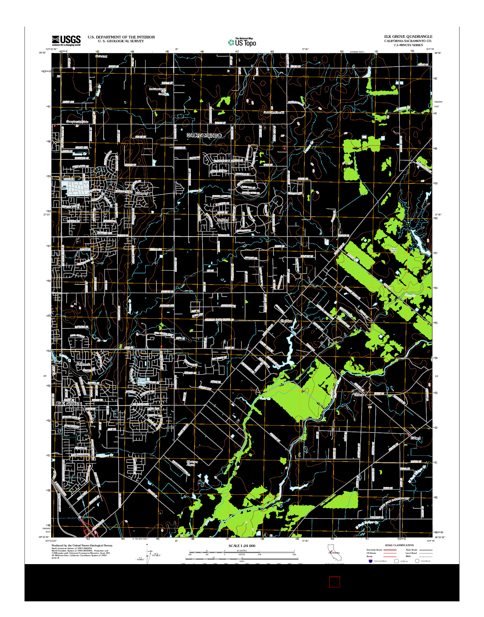 USGS US TOPO 7.5-MINUTE MAP FOR ELK GROVE, CA 2012
