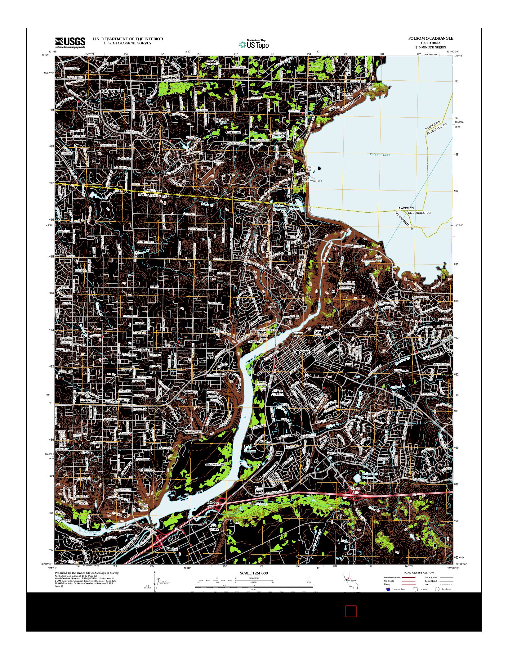 USGS US TOPO 7.5-MINUTE MAP FOR FOLSOM, CA 2012