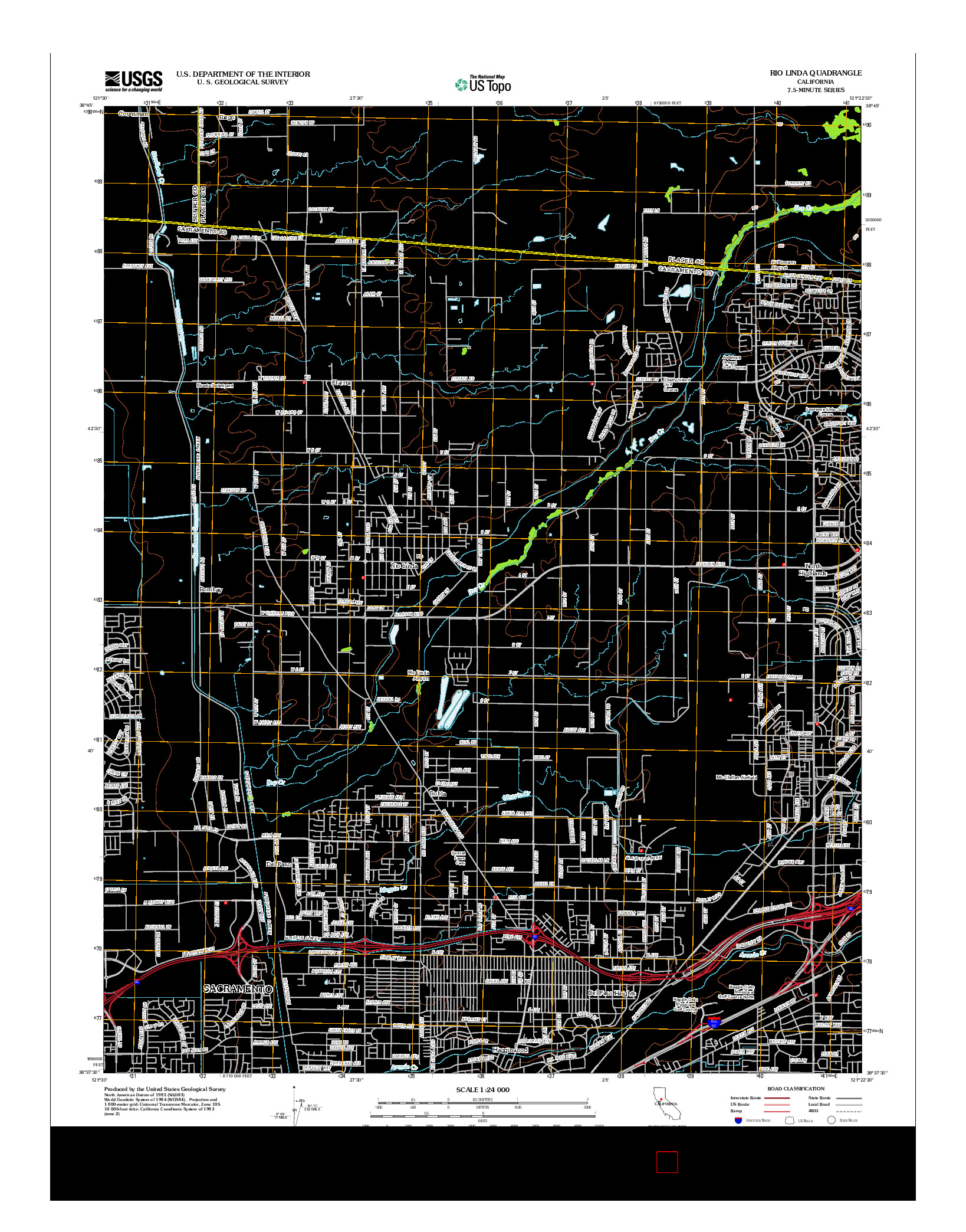 USGS US TOPO 7.5-MINUTE MAP FOR RIO LINDA, CA 2012