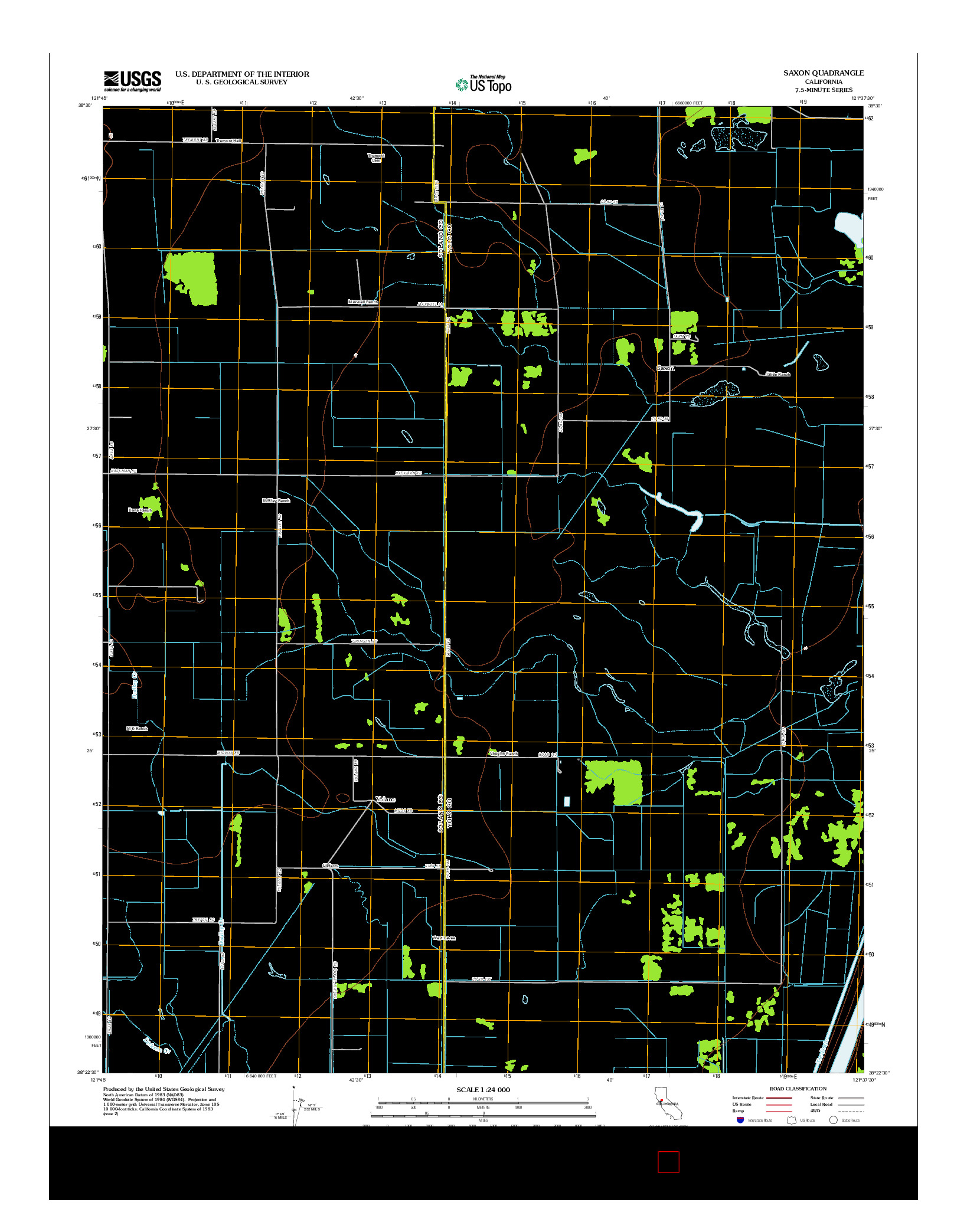 USGS US TOPO 7.5-MINUTE MAP FOR SAXON, CA 2012