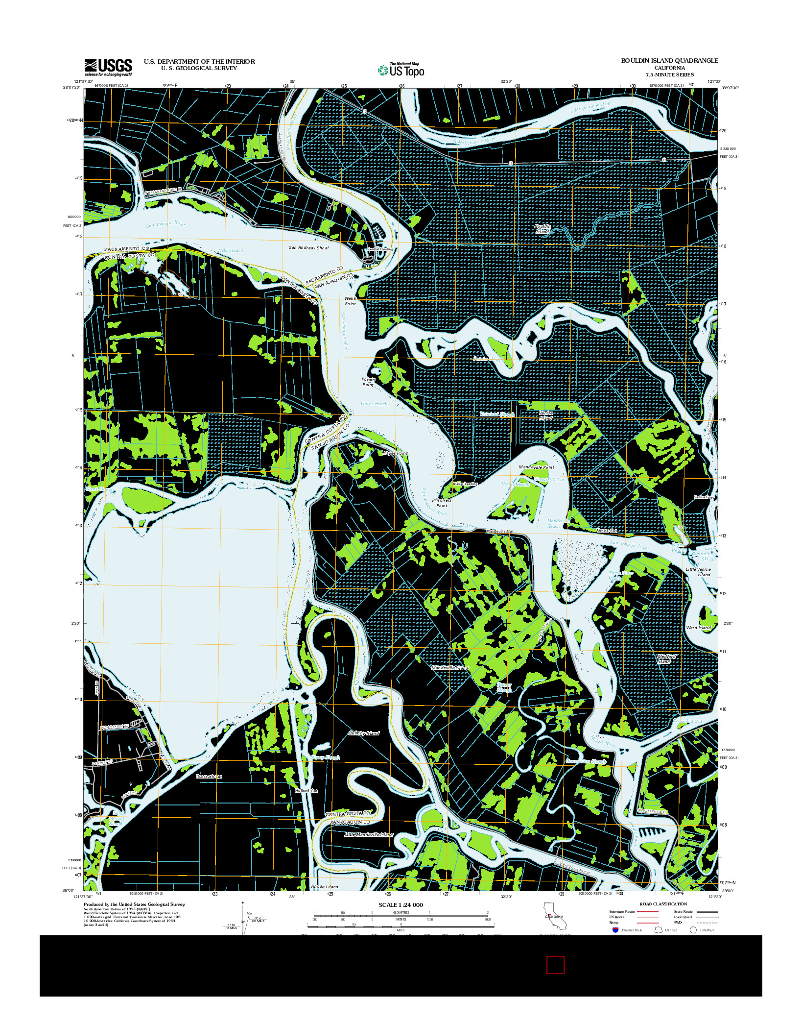 USGS US TOPO 7.5-MINUTE MAP FOR BOULDIN ISLAND, CA 2012