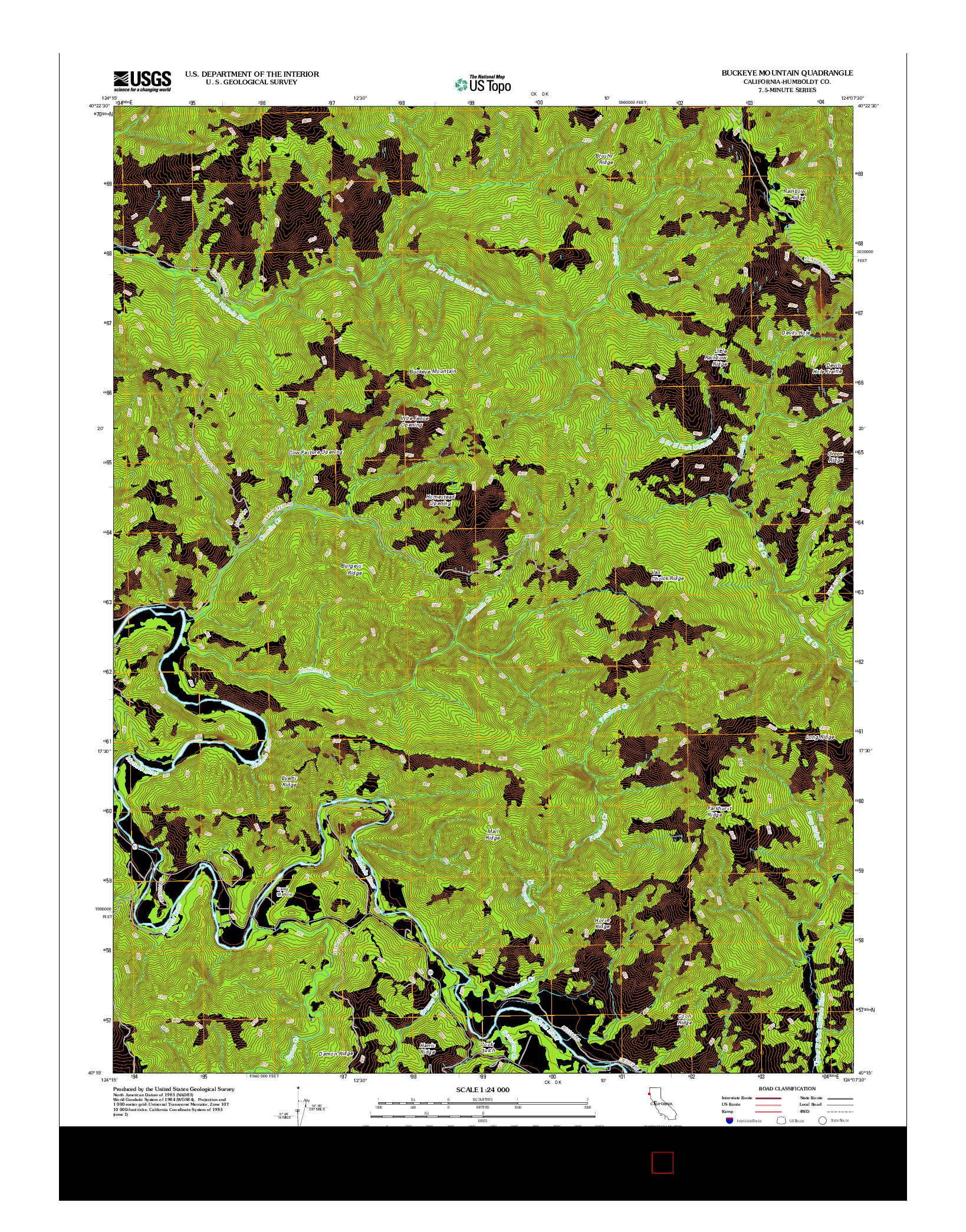 USGS US TOPO 7.5-MINUTE MAP FOR BUCKEYE MOUNTAIN, CA 2012