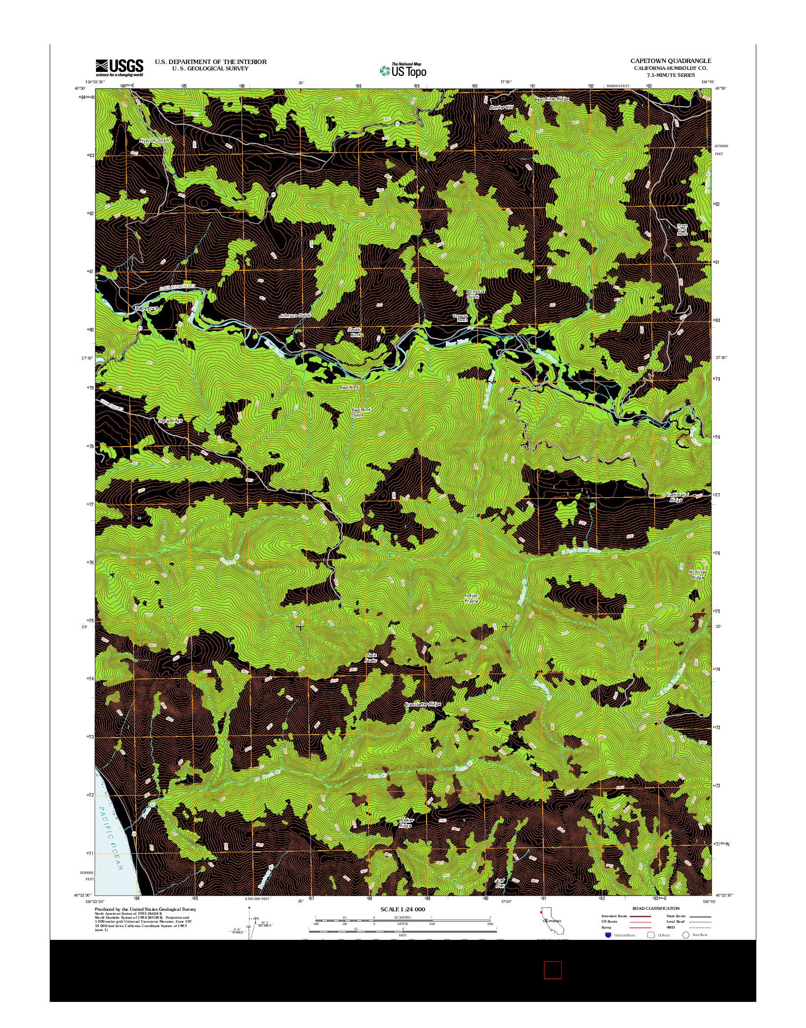 USGS US TOPO 7.5-MINUTE MAP FOR CAPETOWN, CA 2012