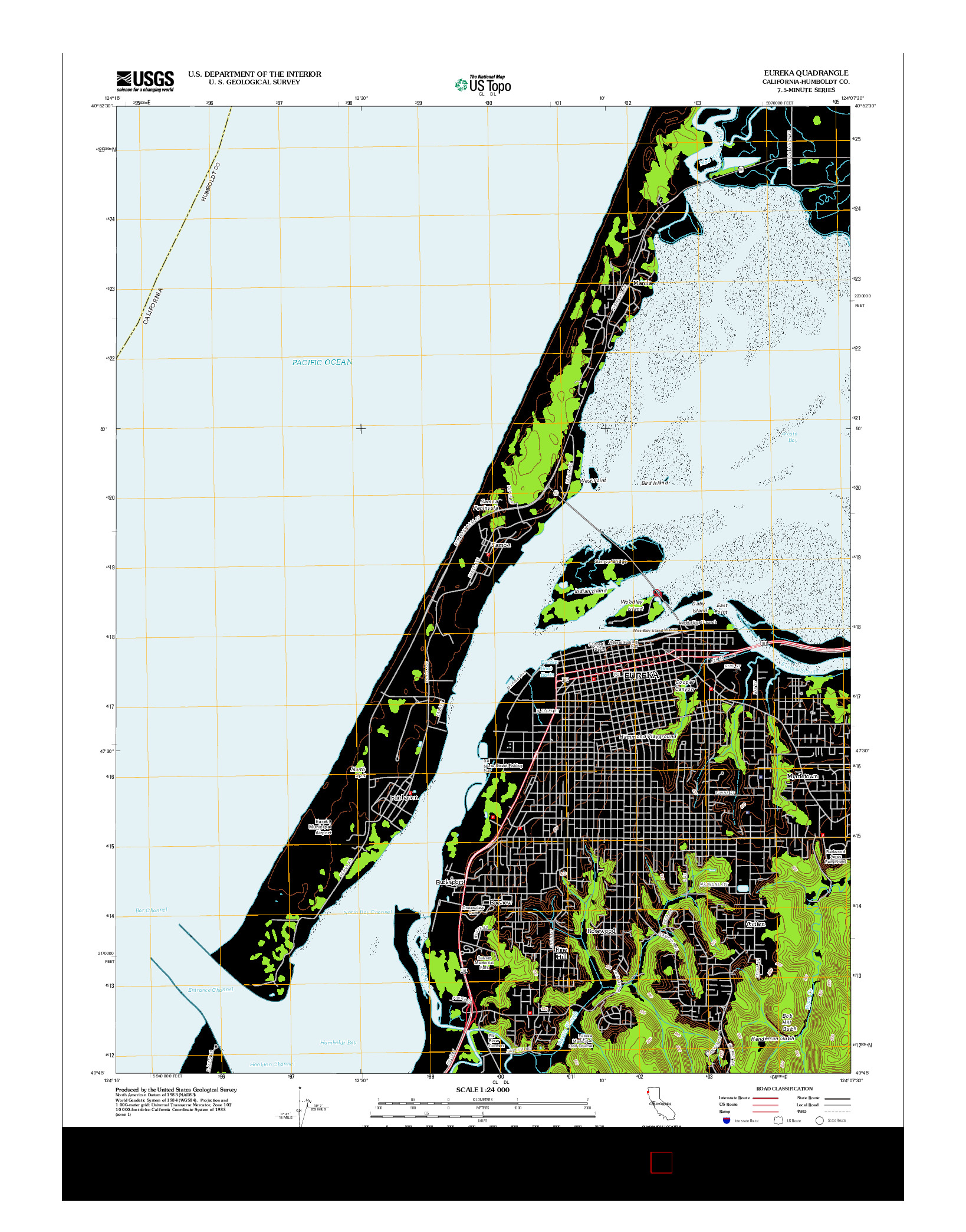 USGS US TOPO 7.5-MINUTE MAP FOR EUREKA, CA 2012