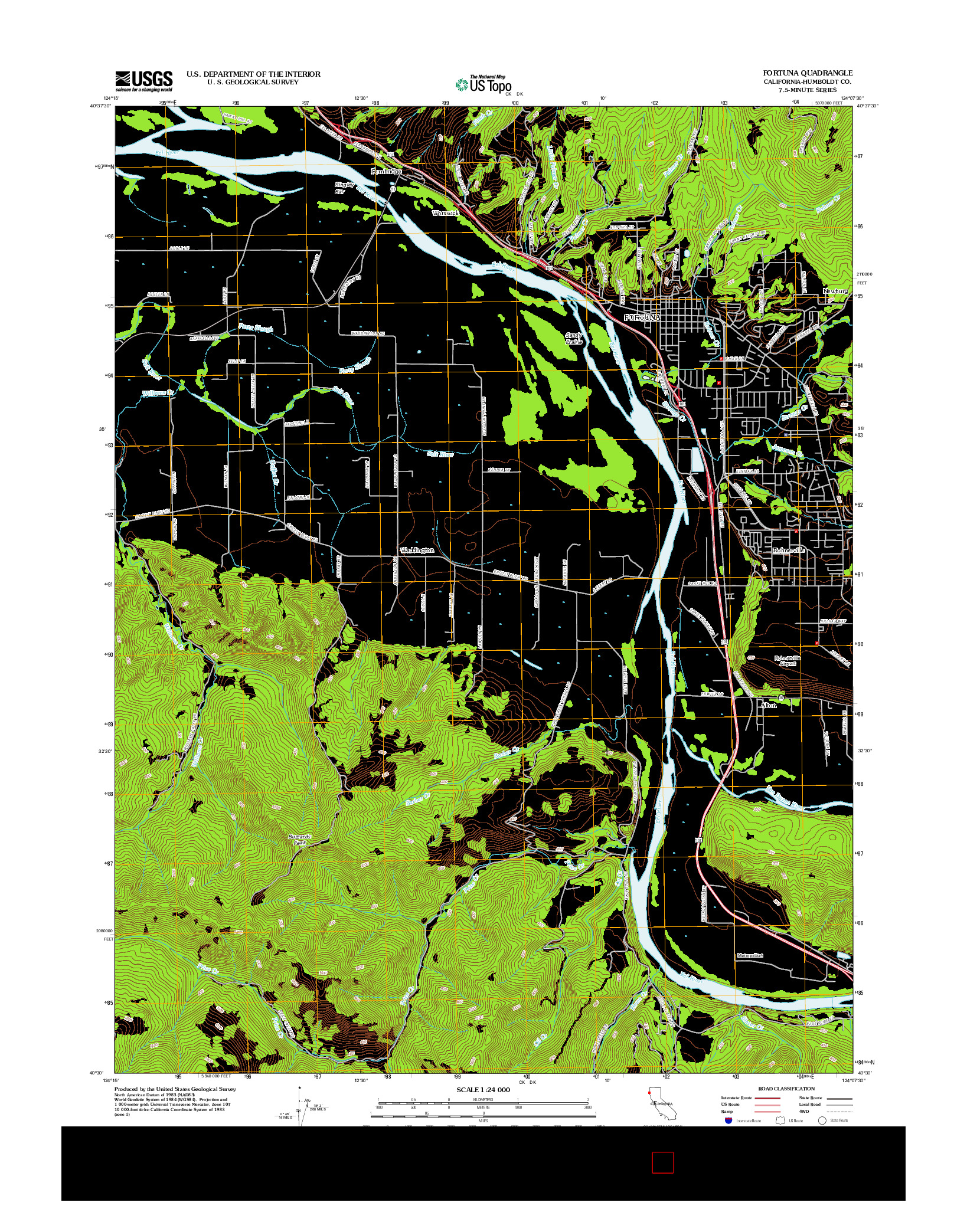 USGS US TOPO 7.5-MINUTE MAP FOR FORTUNA, CA 2012