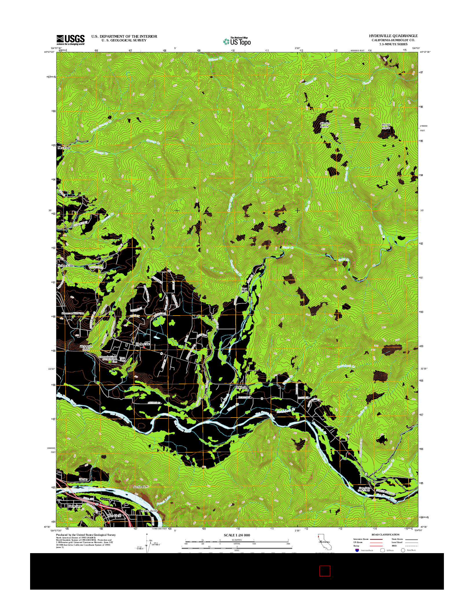 USGS US TOPO 7.5-MINUTE MAP FOR HYDESVILLE, CA 2012