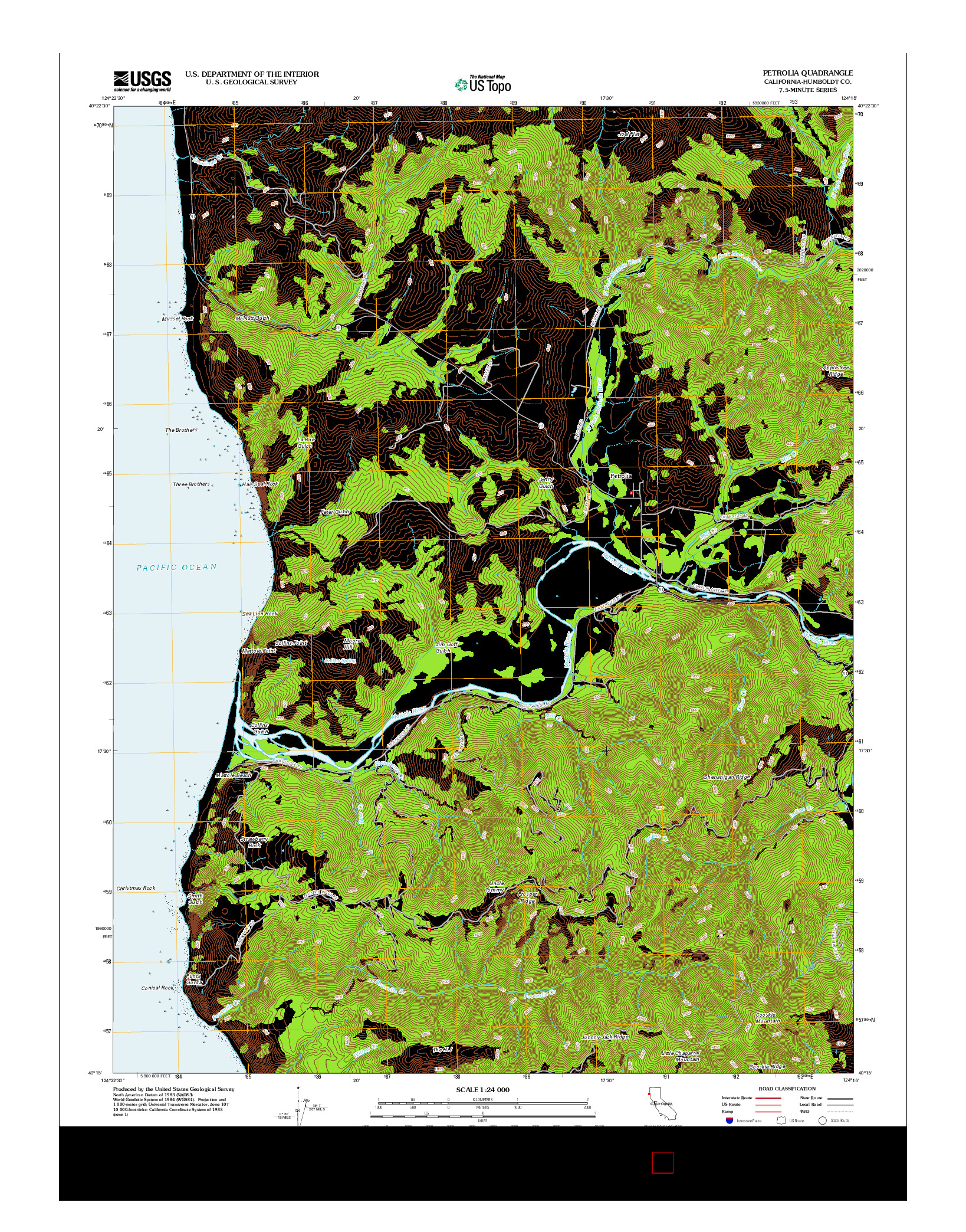 USGS US TOPO 7.5-MINUTE MAP FOR PETROLIA, CA 2012