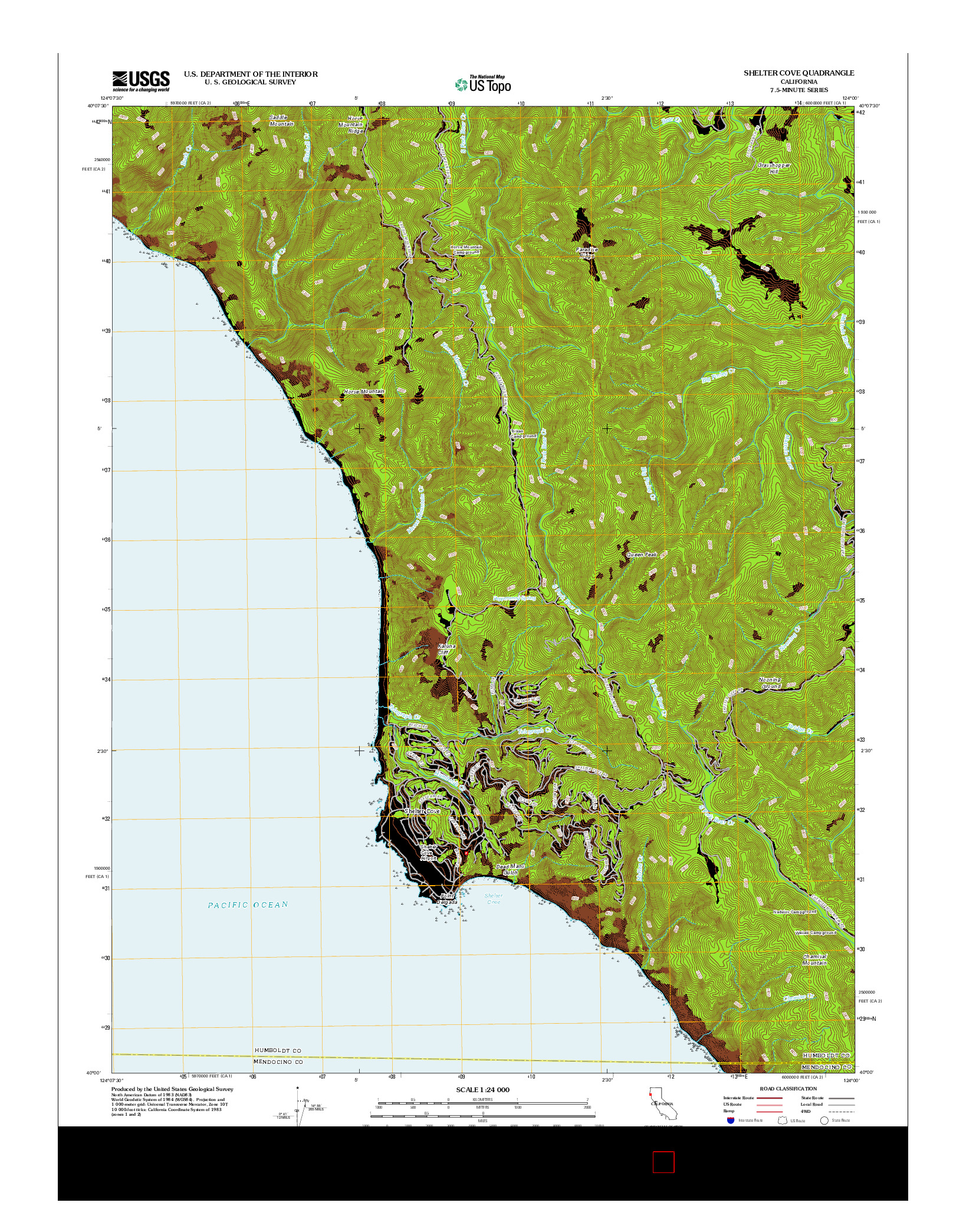 USGS US TOPO 7.5-MINUTE MAP FOR SHELTER COVE, CA 2012