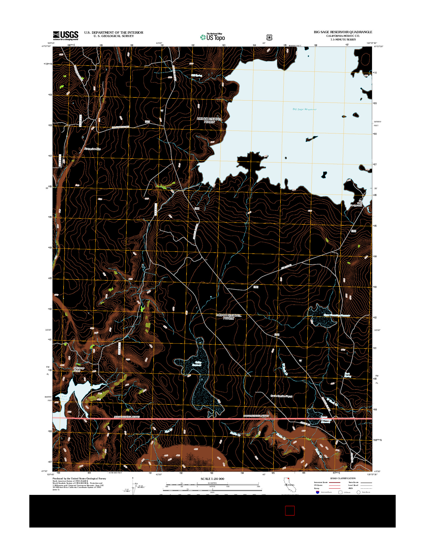 USGS US TOPO 7.5-MINUTE MAP FOR BIG SAGE RESERVOIR, CA 2012