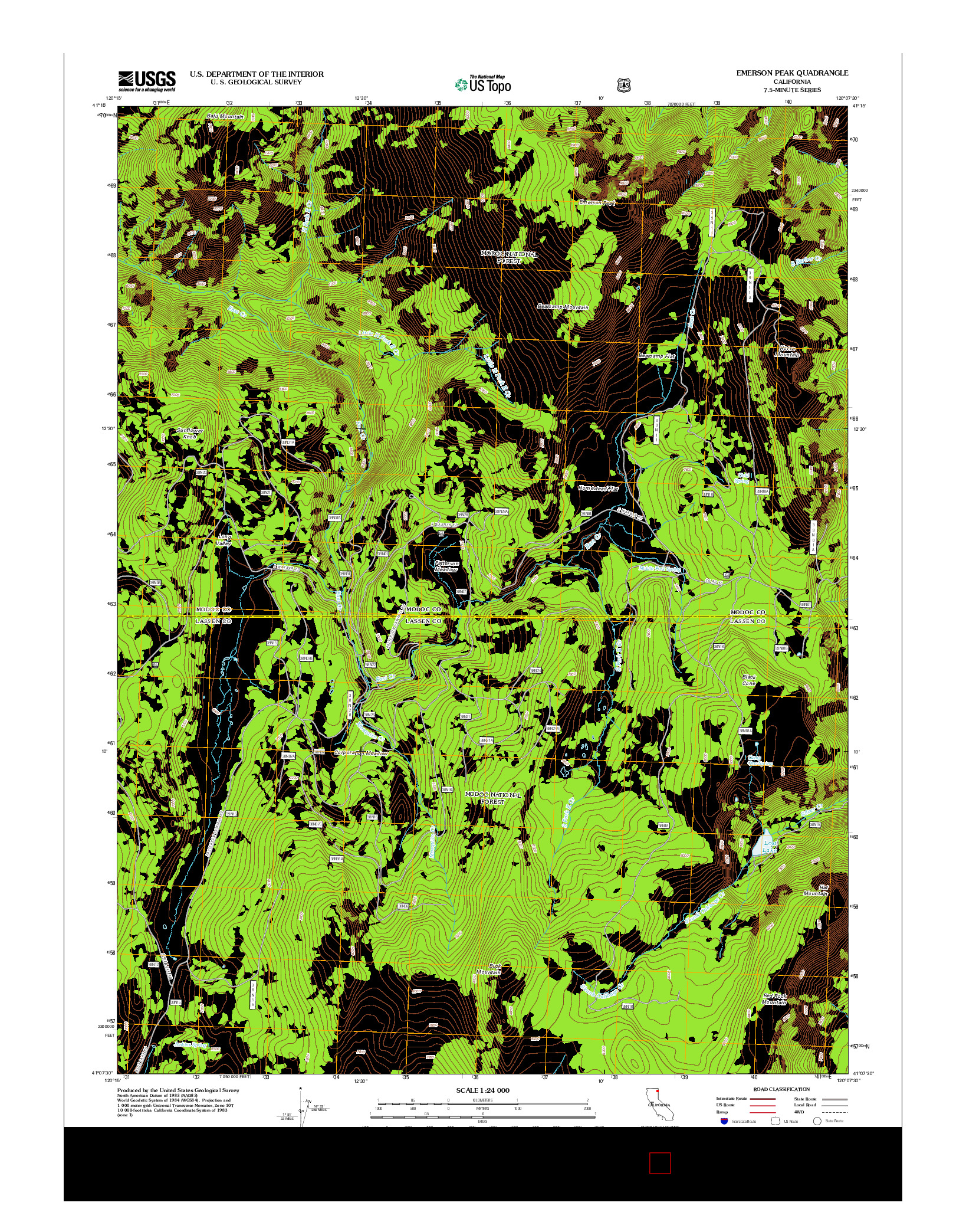 USGS US TOPO 7.5-MINUTE MAP FOR EMERSON PEAK, CA 2012