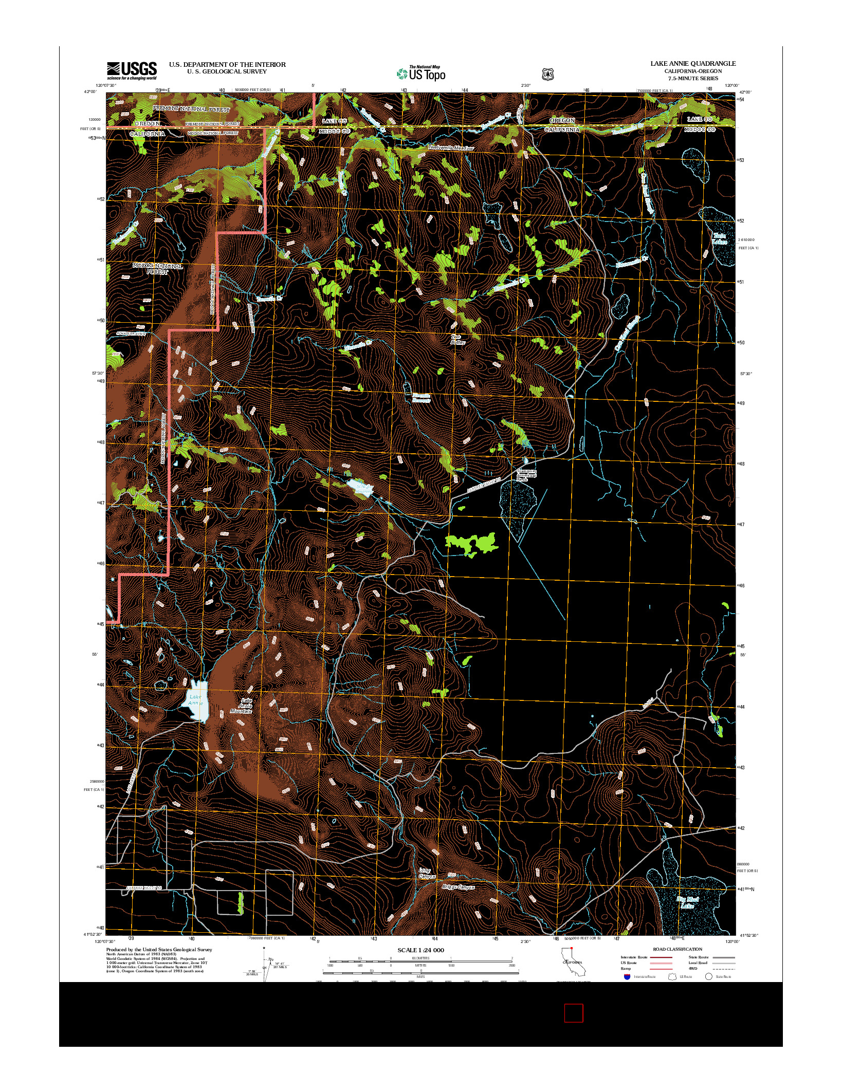 USGS US TOPO 7.5-MINUTE MAP FOR LAKE ANNIE, CA-OR 2012