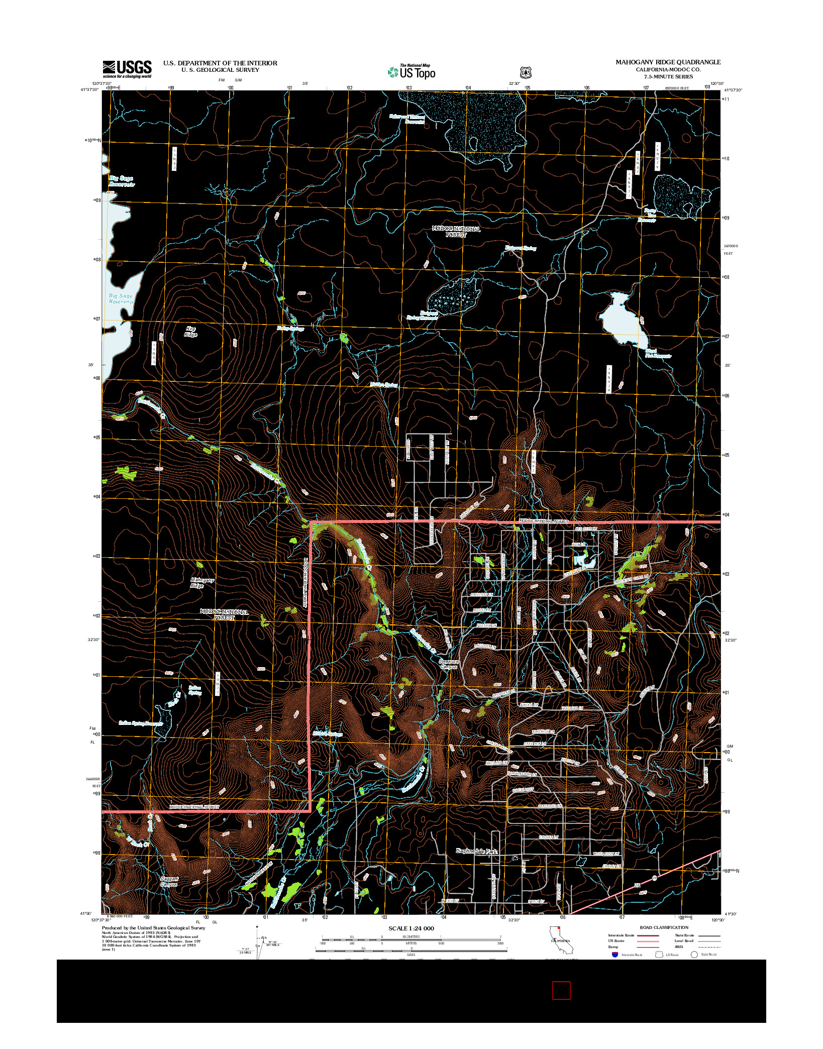 USGS US TOPO 7.5-MINUTE MAP FOR MAHOGANY RIDGE, CA 2012