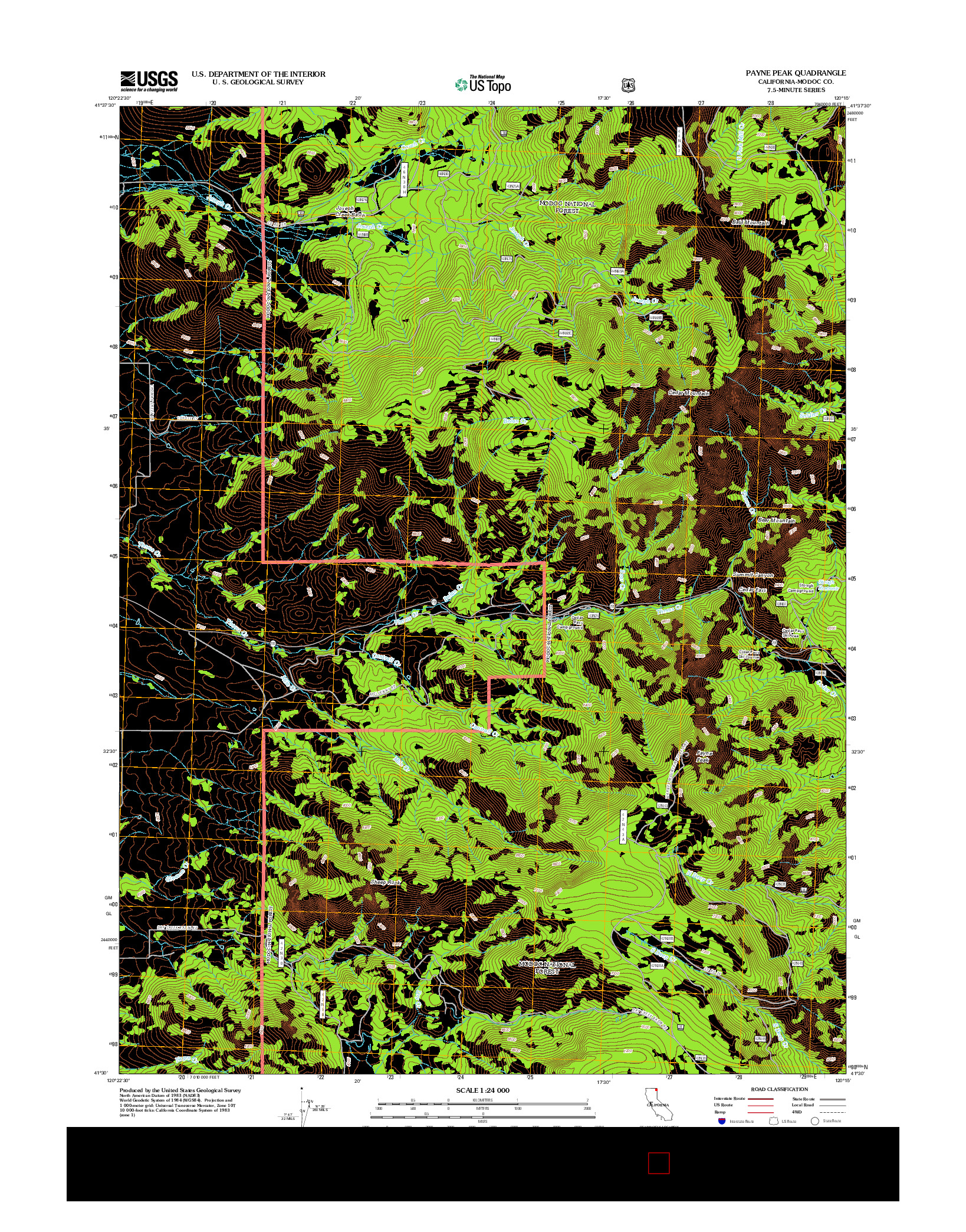 USGS US TOPO 7.5-MINUTE MAP FOR PAYNE PEAK, CA 2012