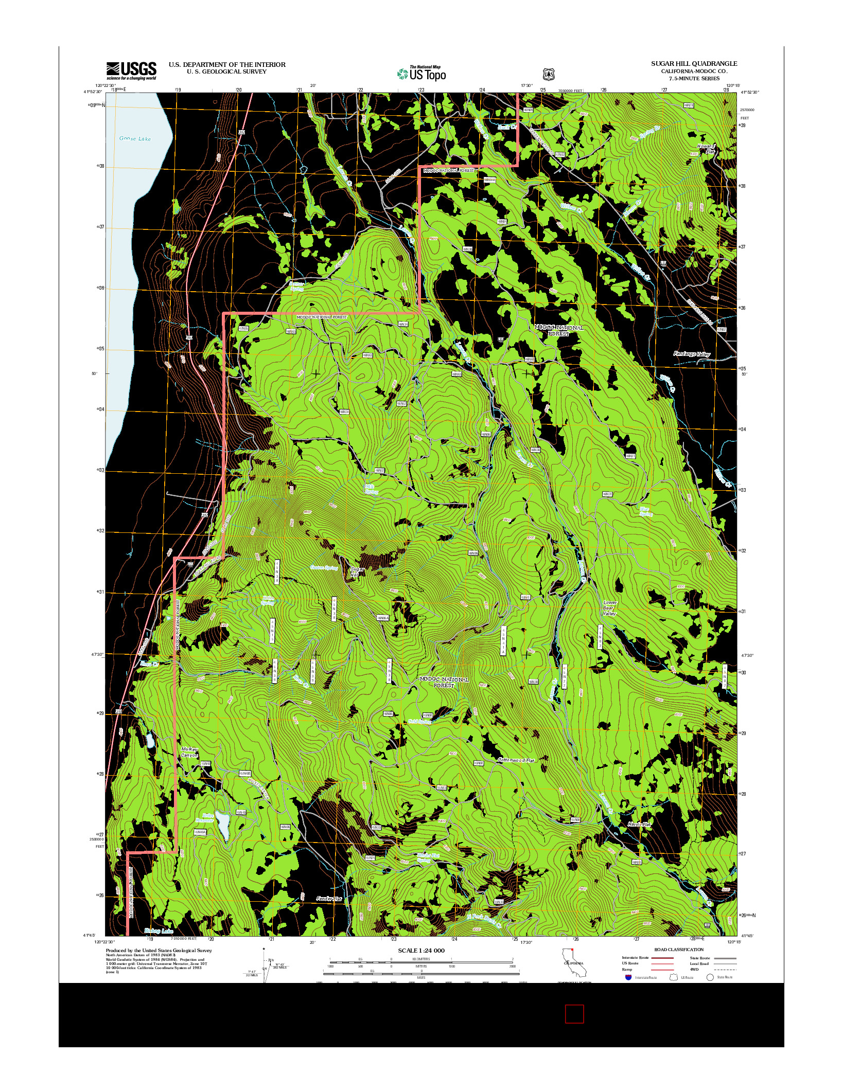 USGS US TOPO 7.5-MINUTE MAP FOR SUGAR HILL, CA 2012