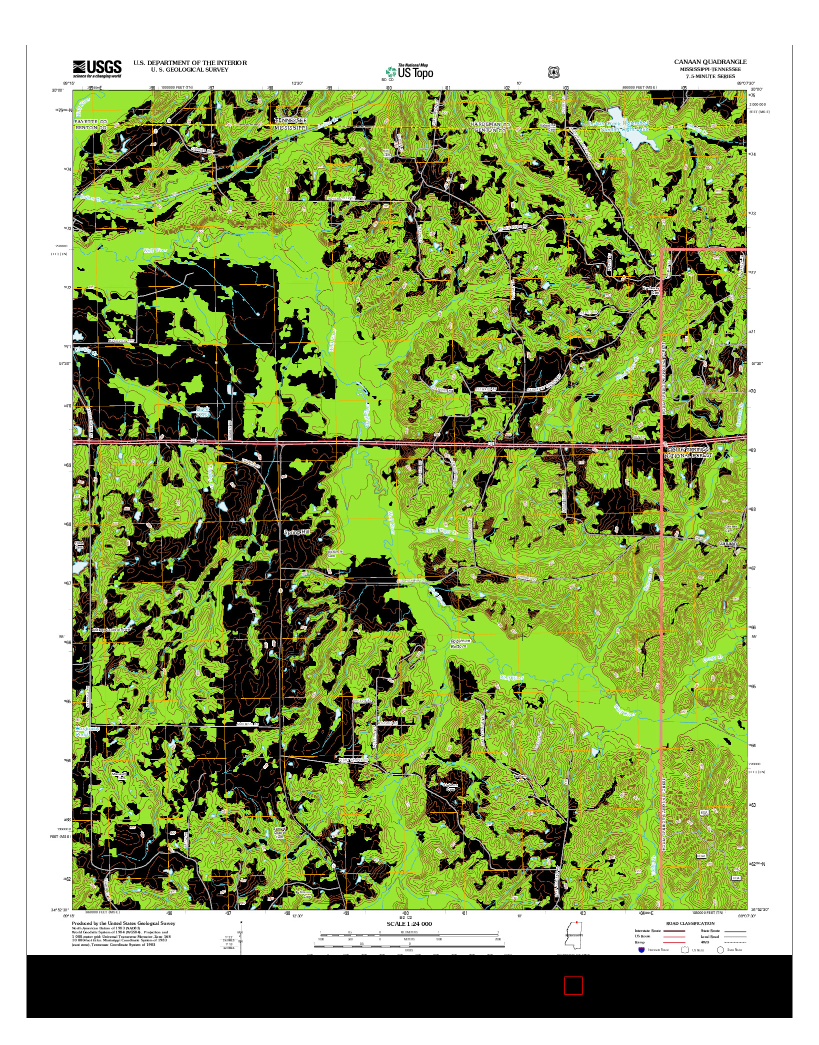 USGS US TOPO 7.5-MINUTE MAP FOR CANAAN, MS-TN 2012