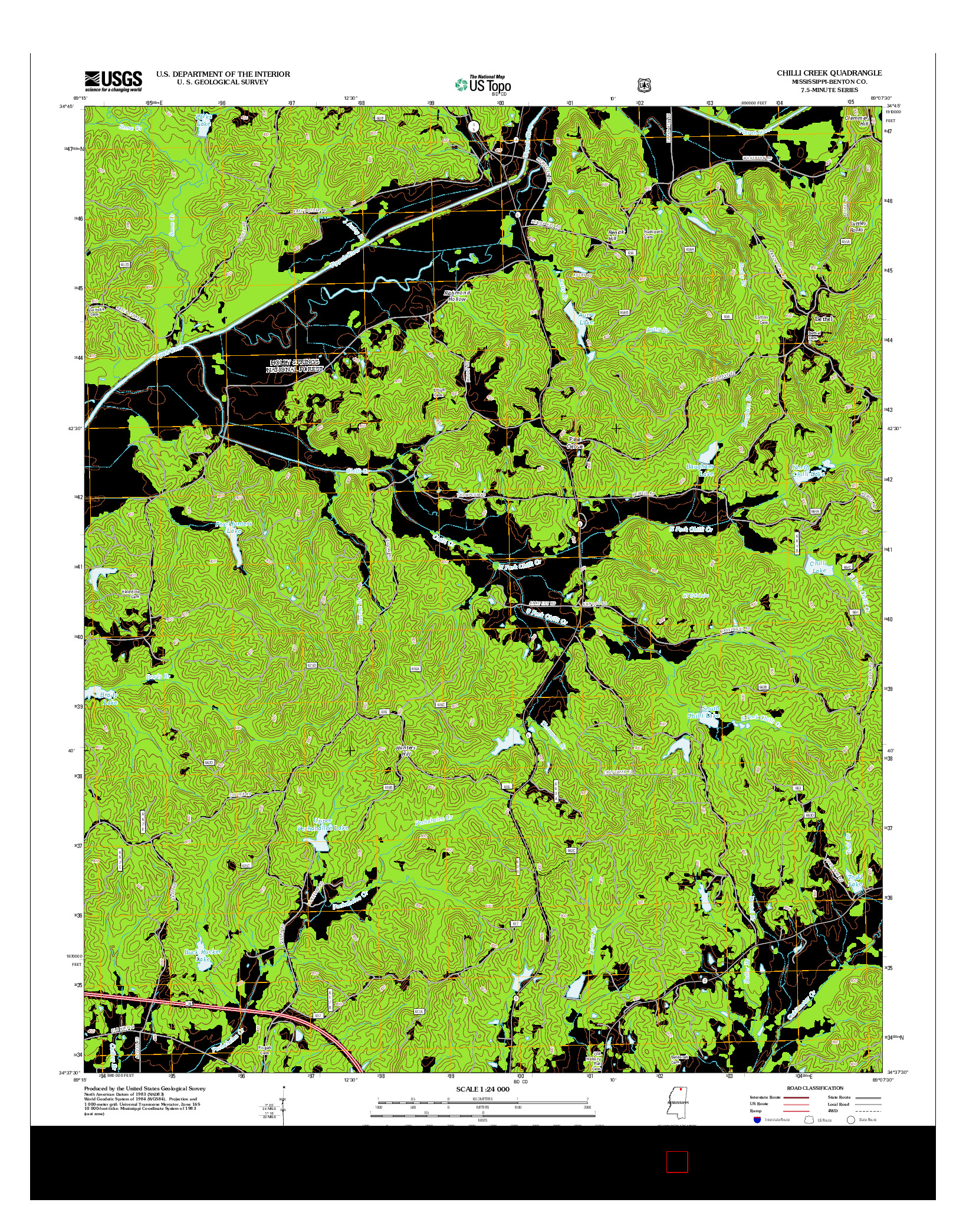 USGS US TOPO 7.5-MINUTE MAP FOR CHILLI CREEK, MS 2012